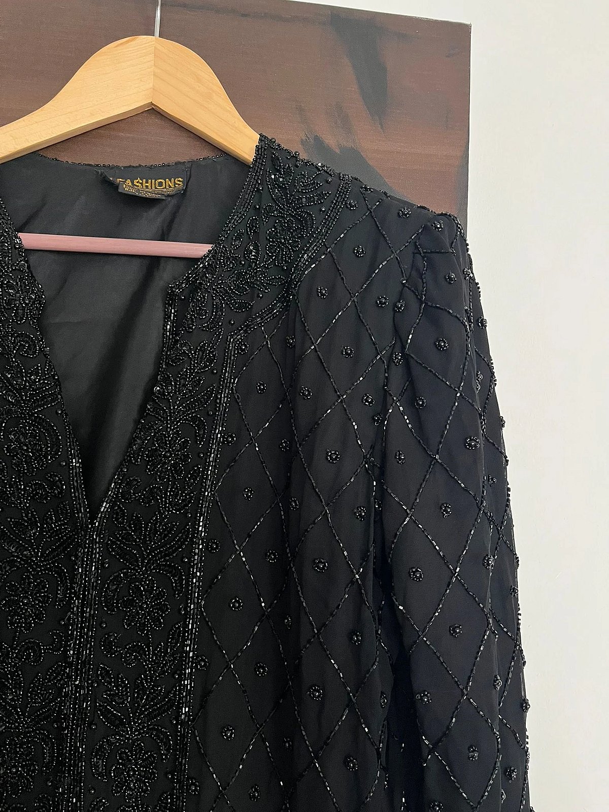 Black Beaded Silk Evening Jacket, photo 7