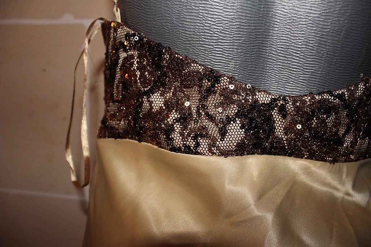 Gold Satin Evening Dress EU40, photo 4
