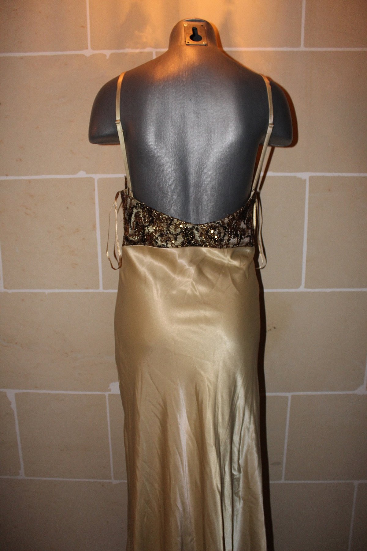 Gold Satin Evening Dress EU40, photo 3