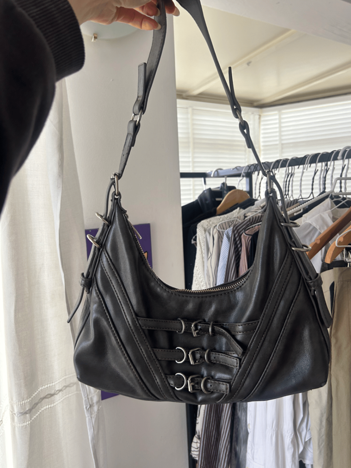 Bershka Buckled Faux Leather Shoulder Bag - photo 3