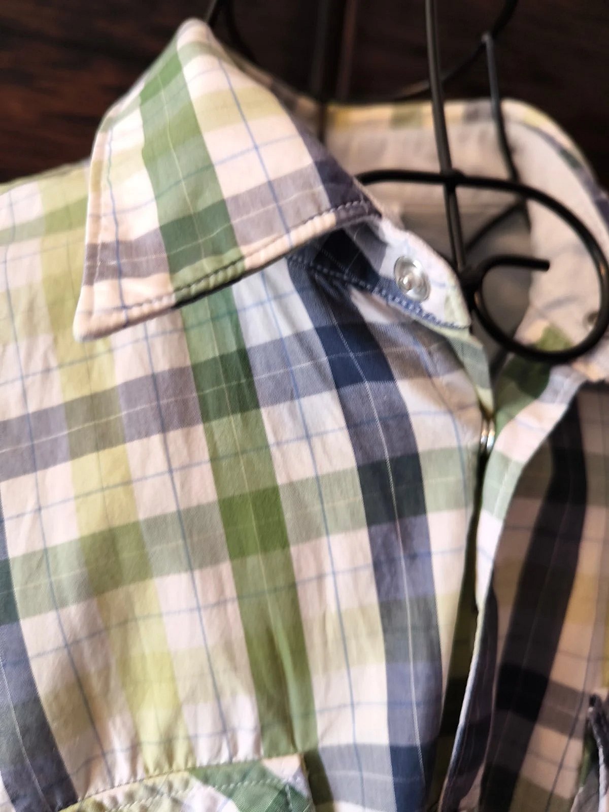 Green checked short sleeve shirt, photo 3