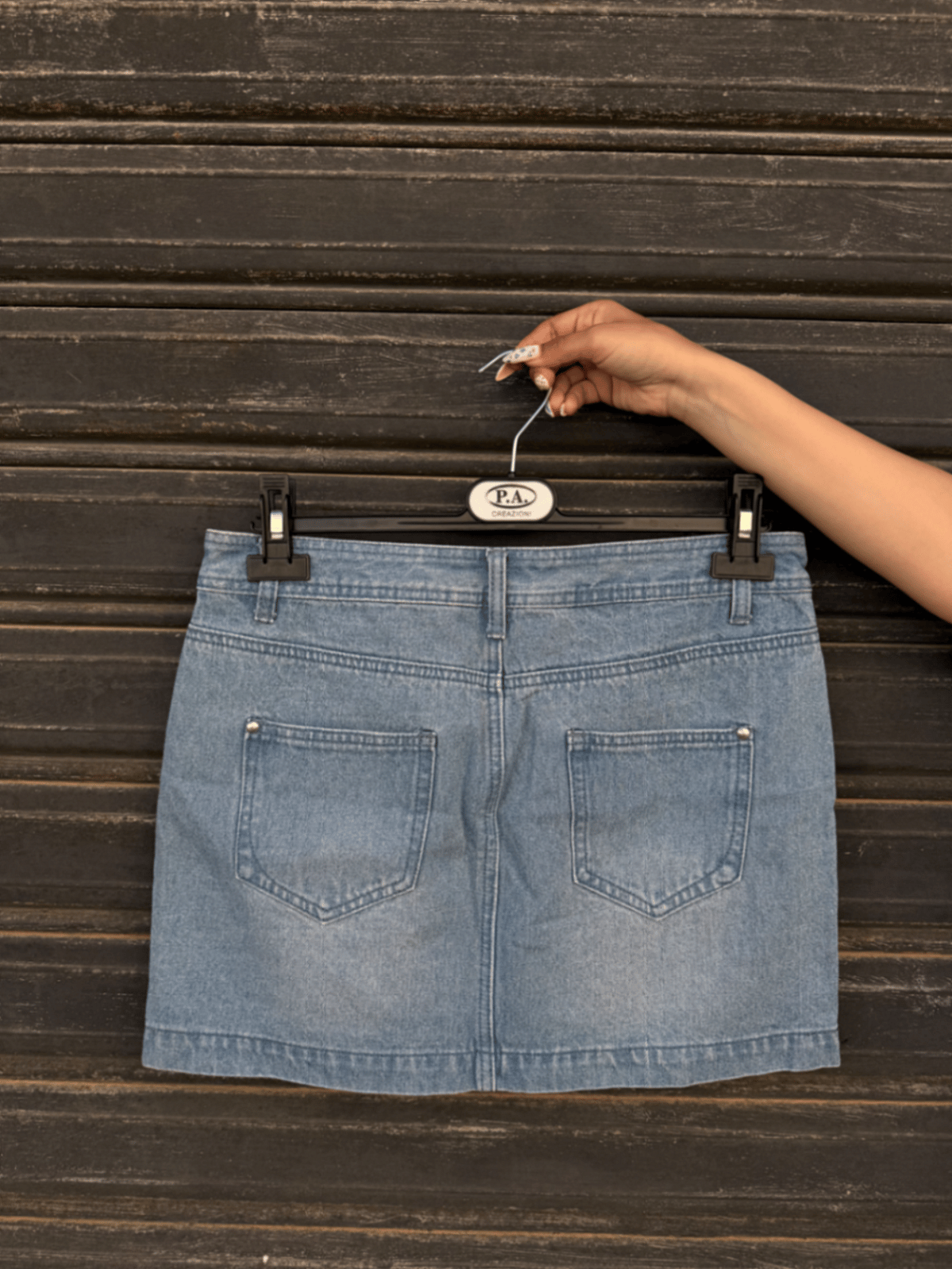 Embellished light blue denim skirt - photo 2