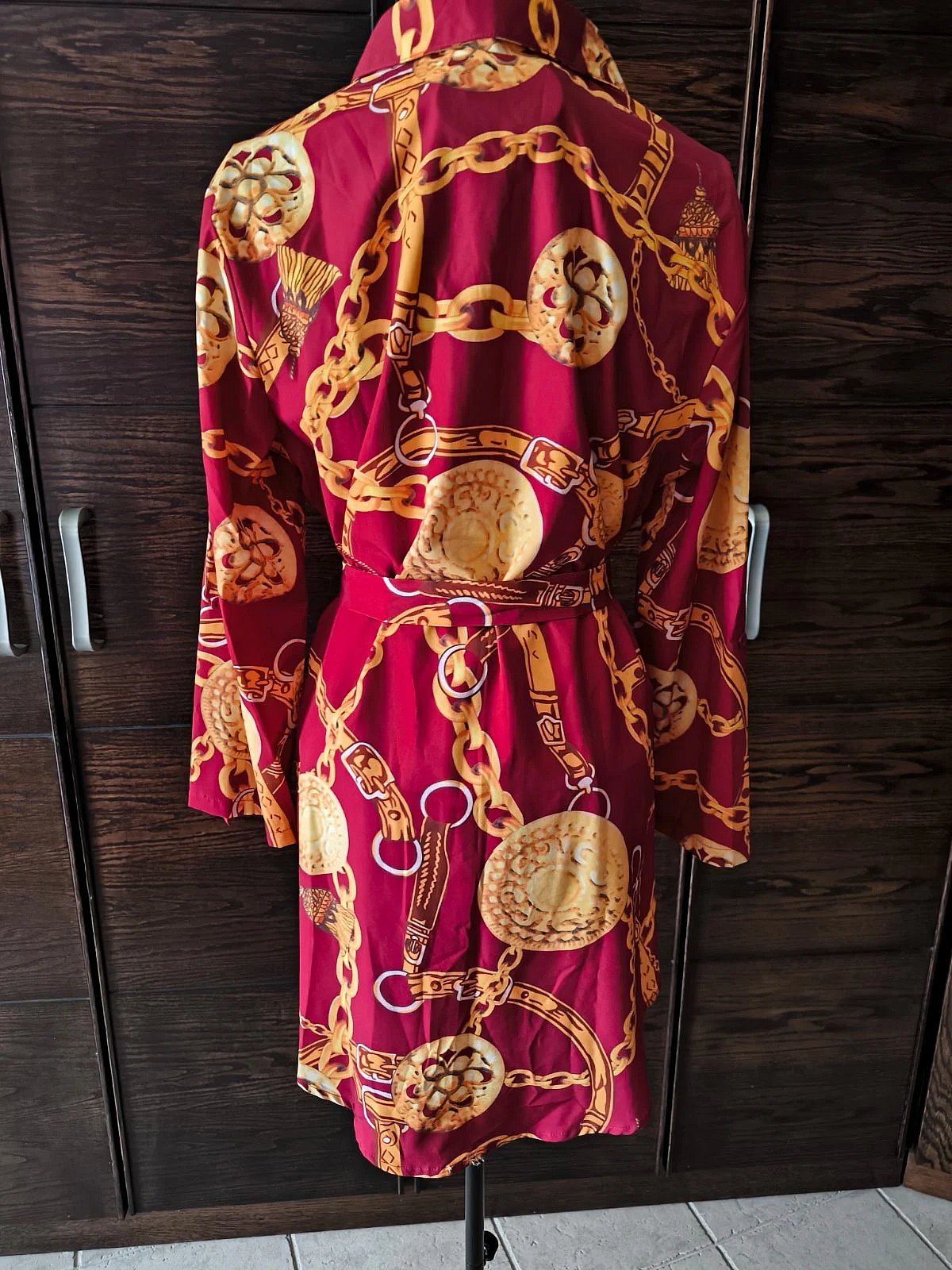 Red Gold Chain Print Dress, photo 3