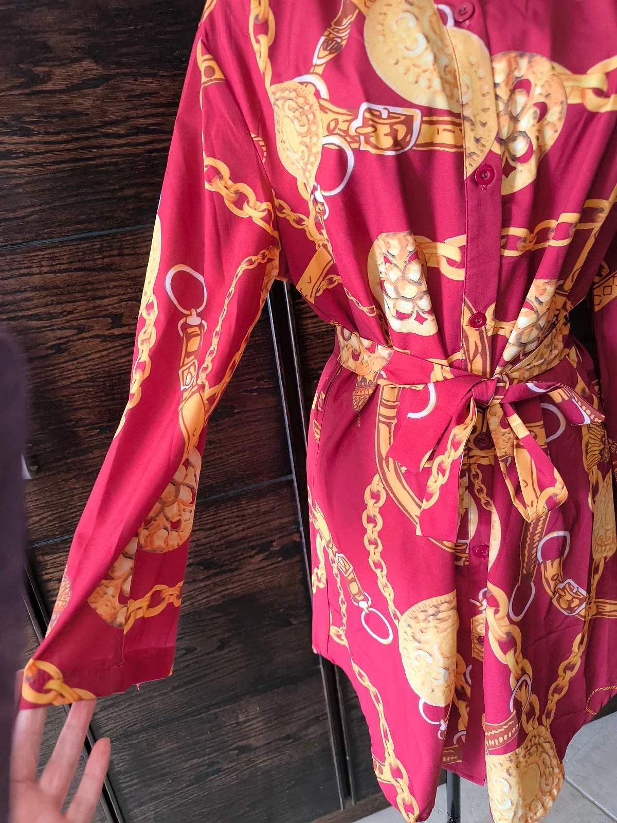 Red Gold Chain Print Dress, photo 2