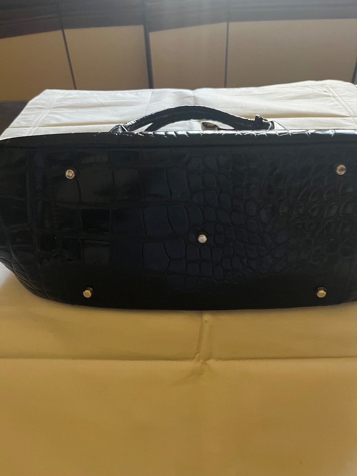 Black Croc-effect Leather handbag - photo 4