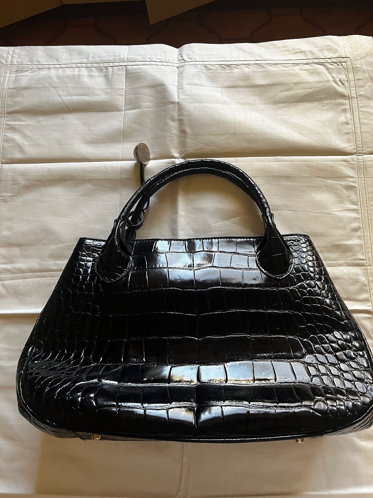 Black Croc-effect Leather handbag - photo 3