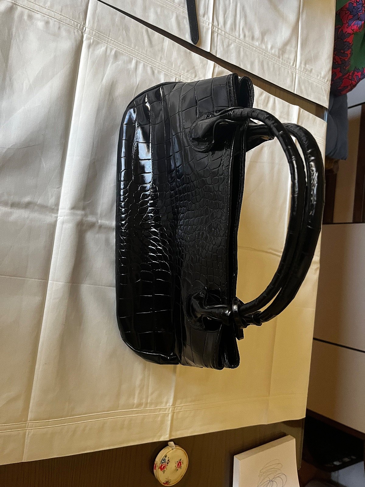 Black Croc-effect Leather handbag - photo 6
