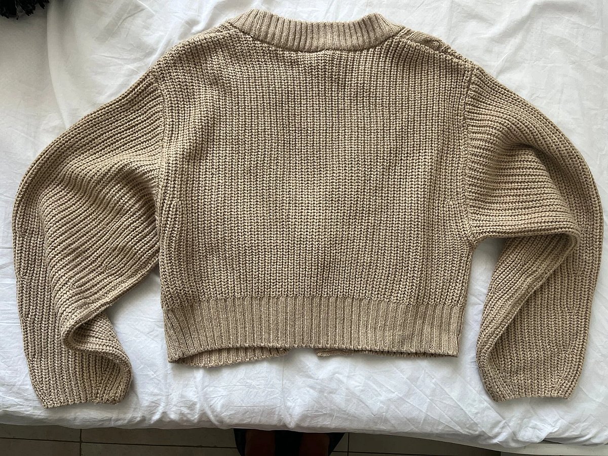 Beige Cable Knit Cropped Cardigan - photo 2