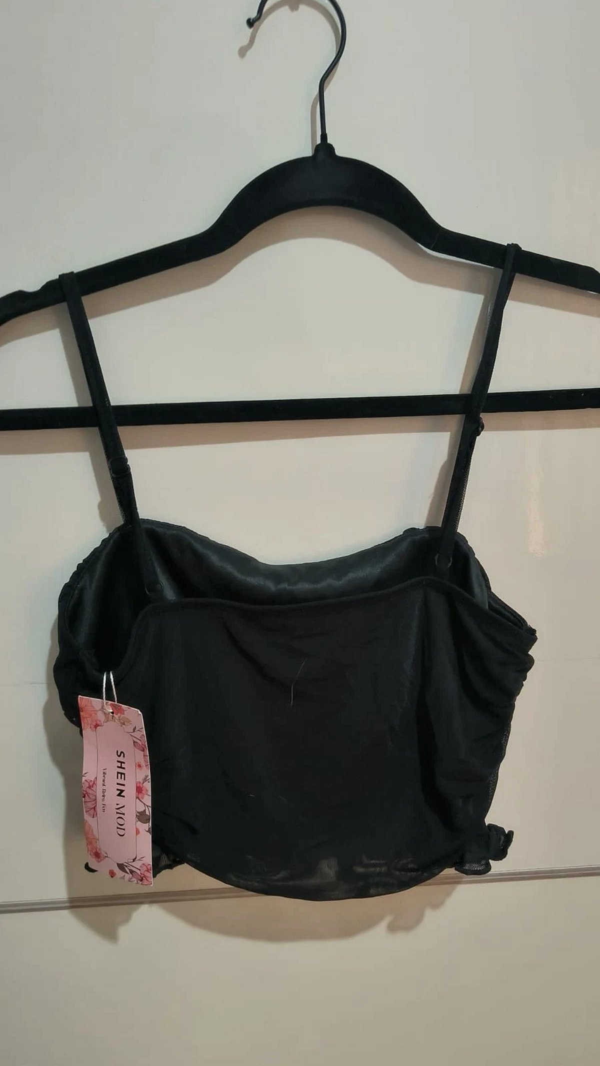 Black Ruched Mesh Crop Top, photo 2