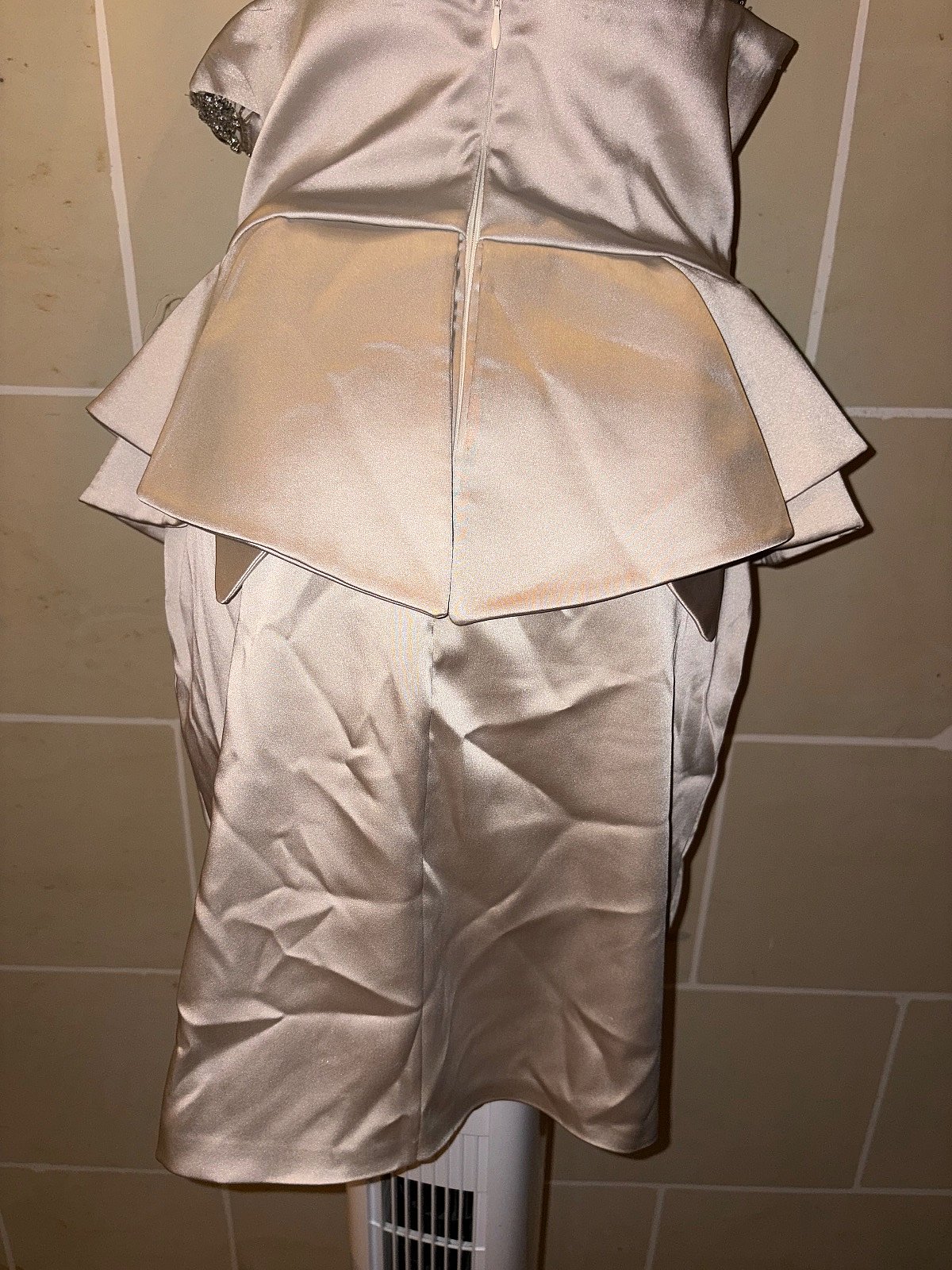Champagne Satin Peplum Formal Dress EU42, photo 6
