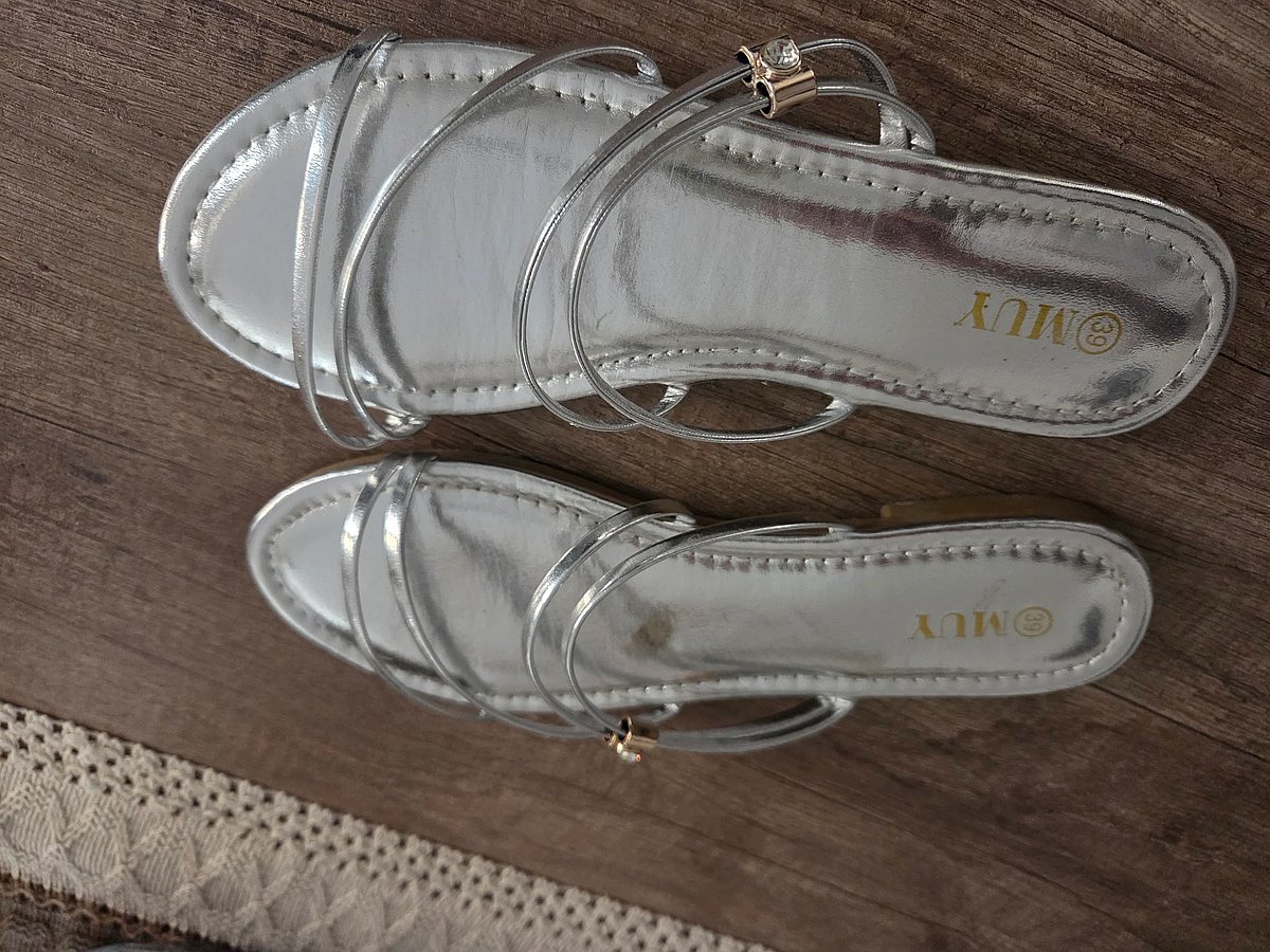 Silver Strappy Flat Sandals, photo 2