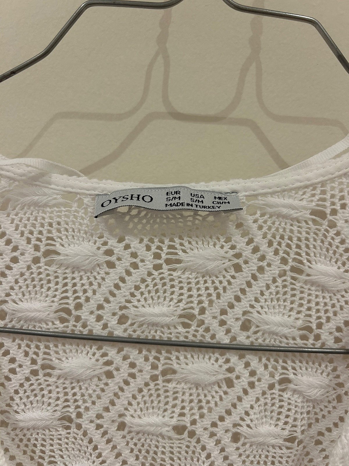 Oysho White crochet tie-front coverup, photo 3