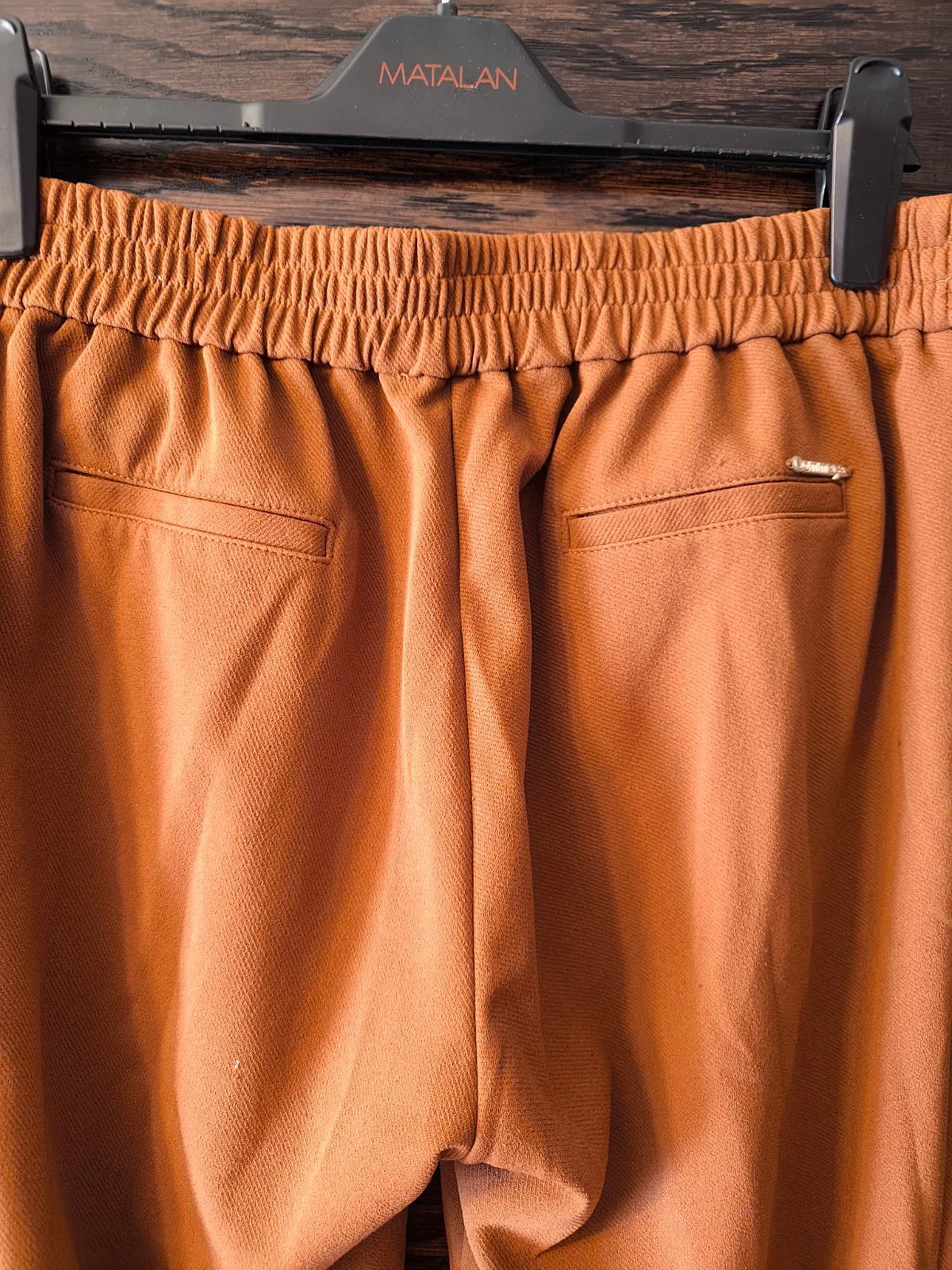 Tan high-waisted wide-leg trousers, photo 3