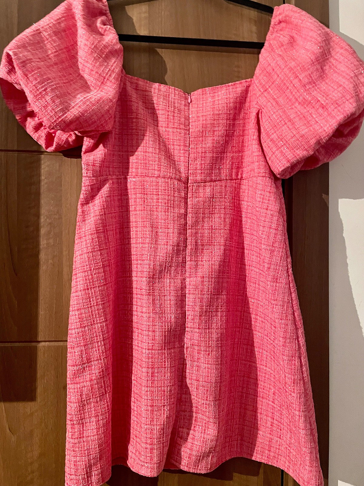 Pink textured puff sleeve dress, photo 4