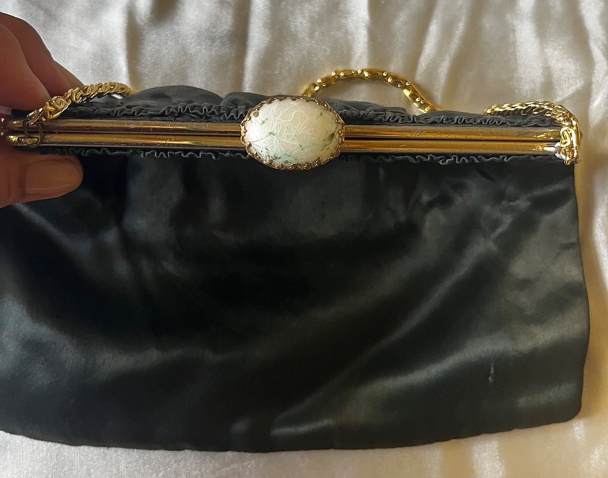 Vintage Black Satin Evening Bag, photo 3