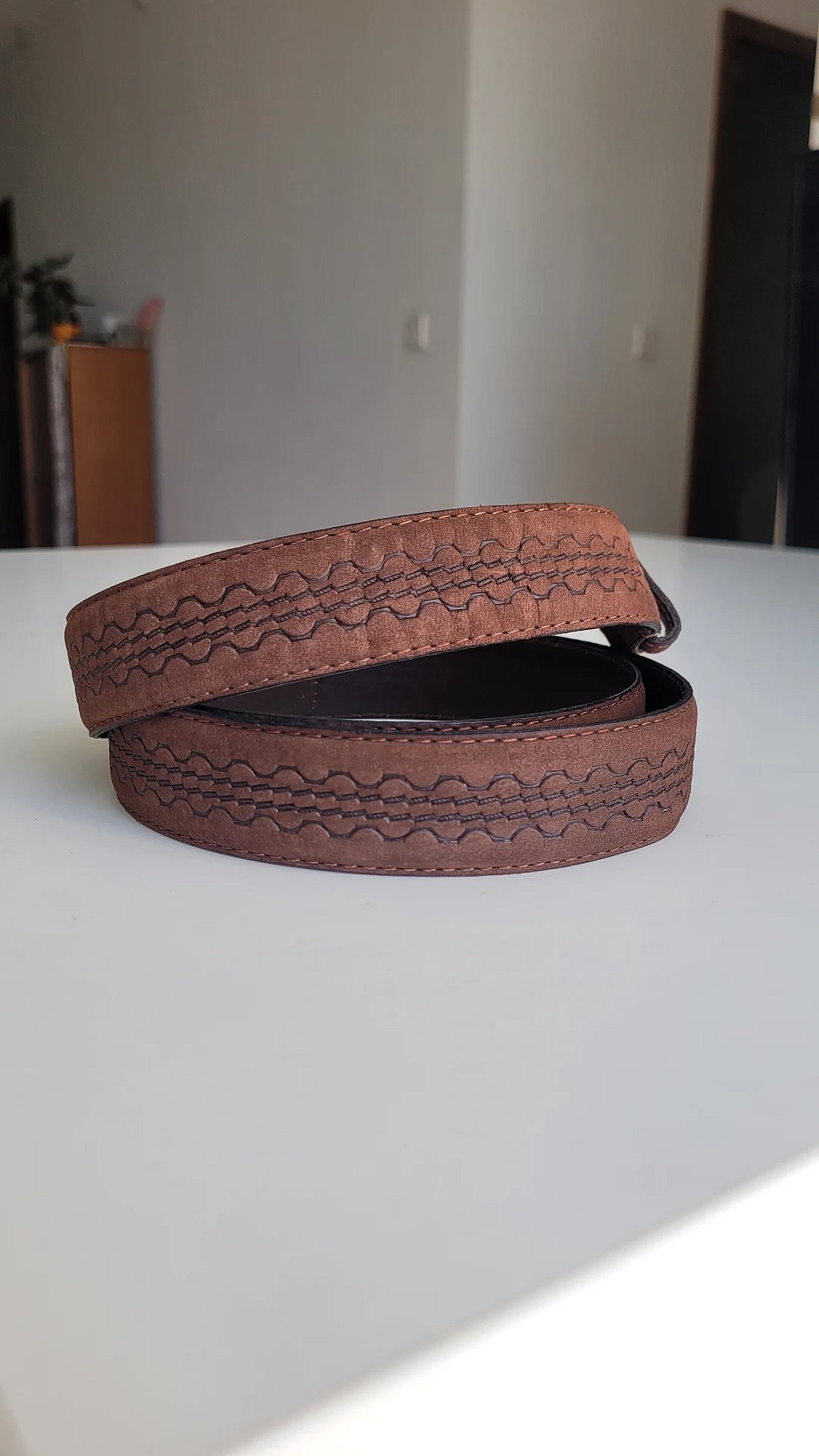Tan Stitched Leather Belt, photo 3