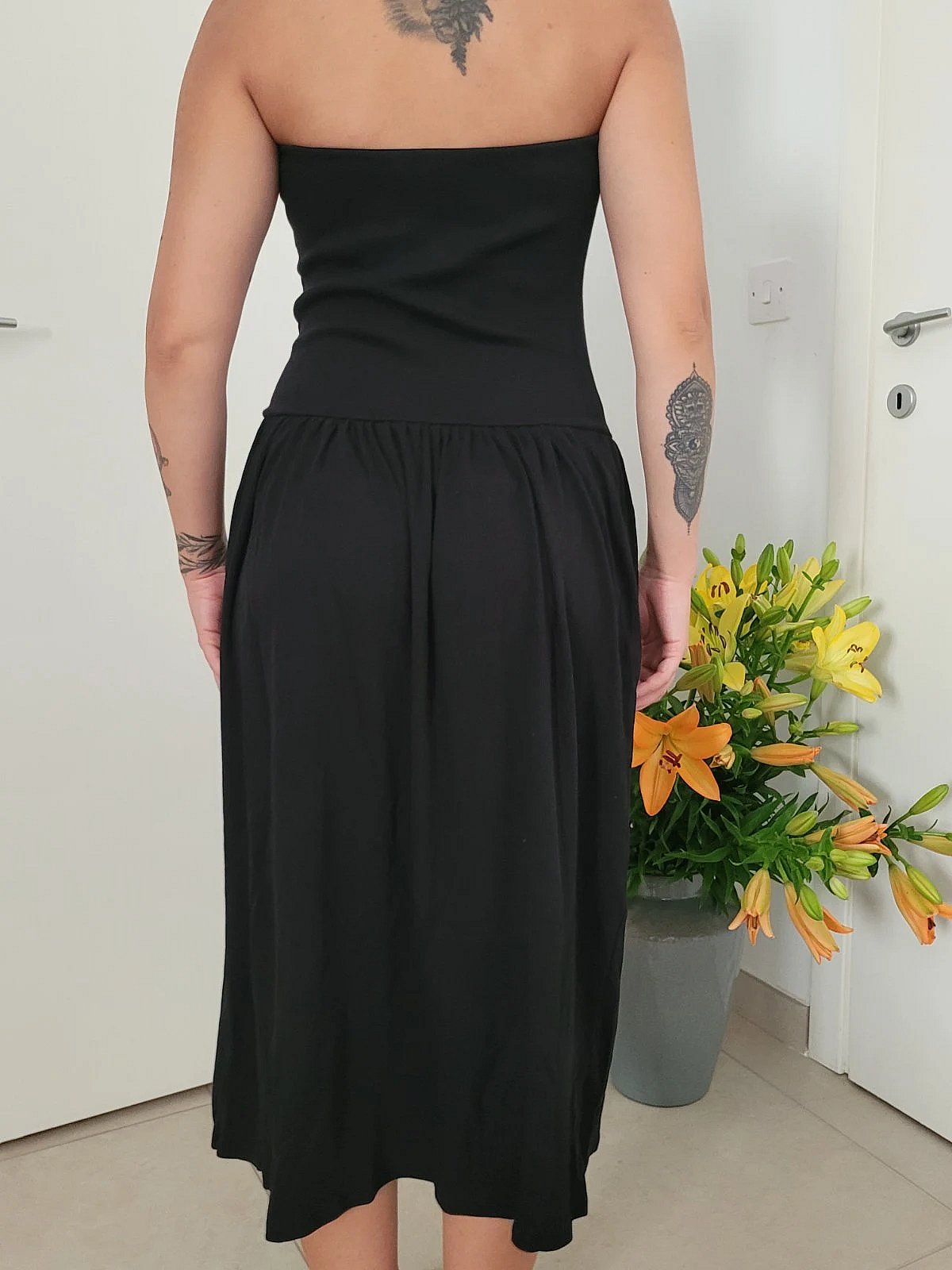 Maxi black cotton dress - photo 2