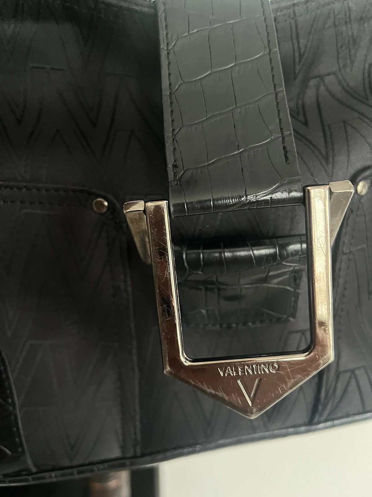 Bolso de hombro Mario Valentino con monograma negro, foto 8