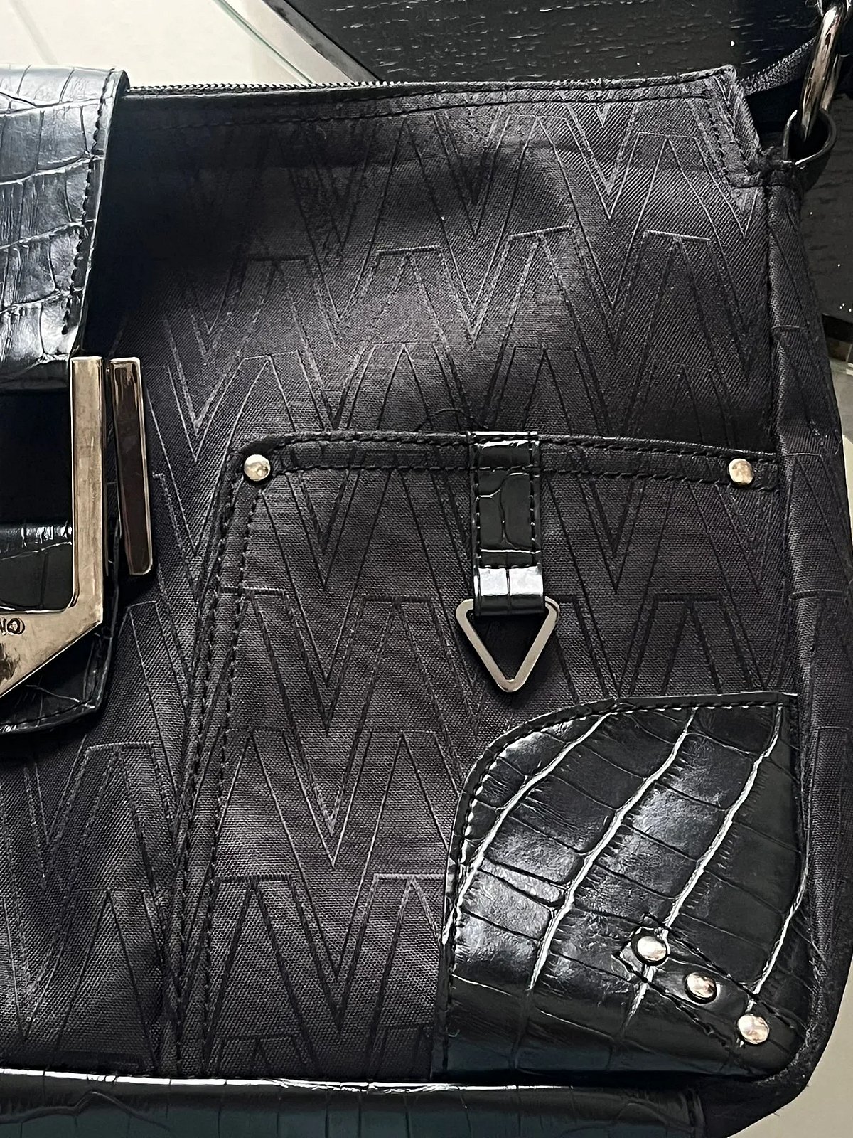 Bolso de hombro Mario Valentino con monograma negro, foto 4