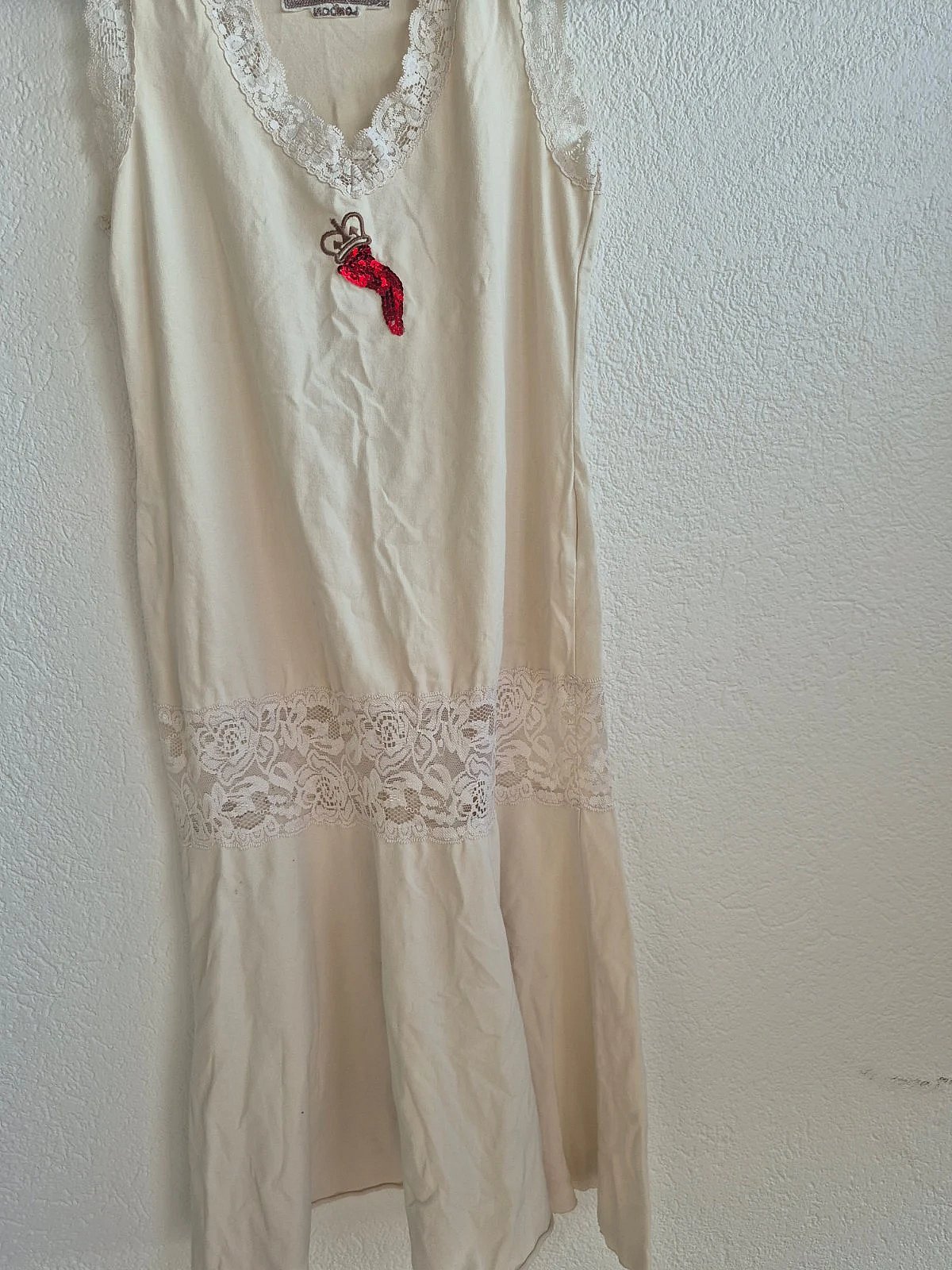Cream Lace Trim Vest Dress, photo 2