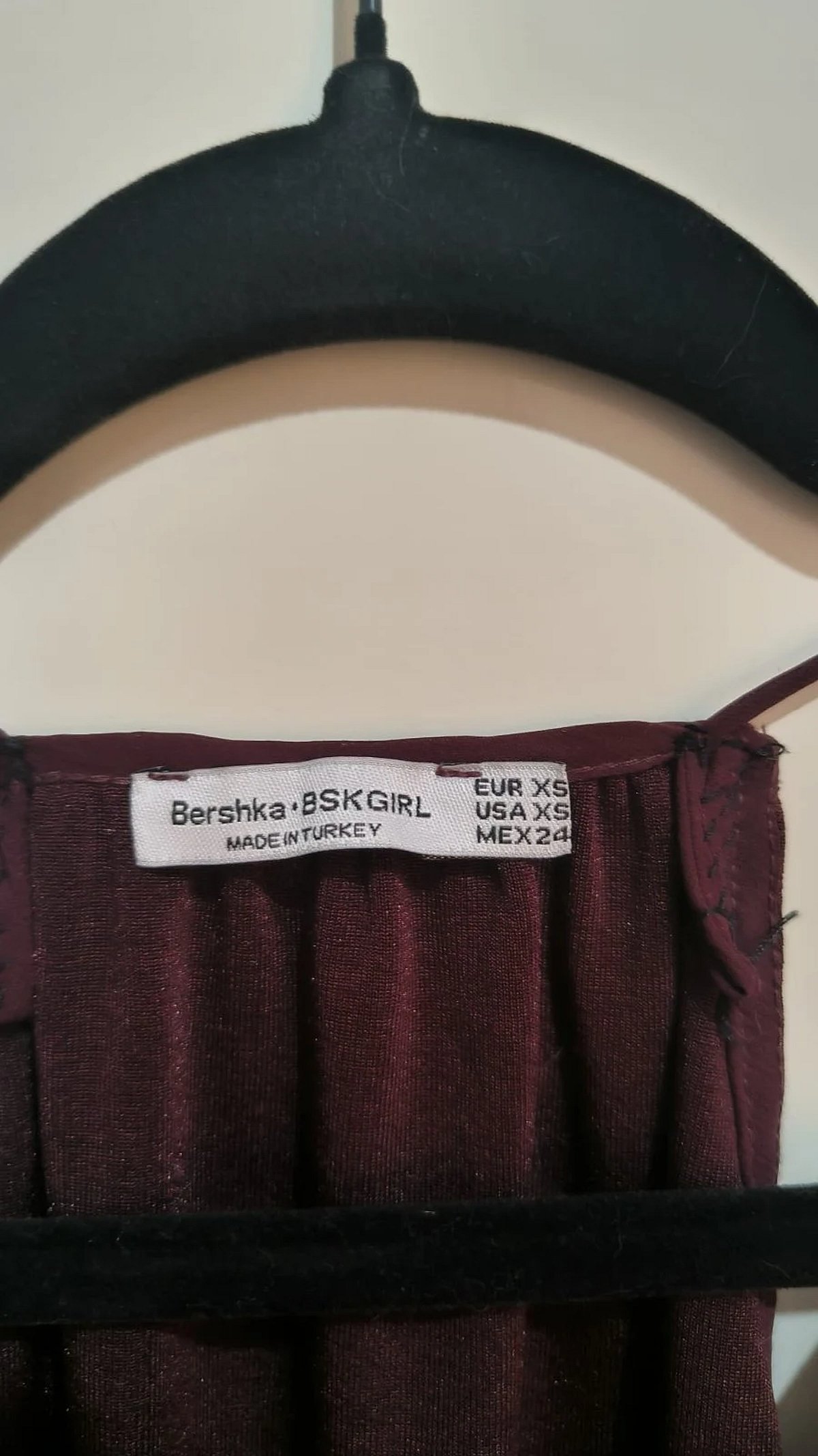 Top a spalline sottili color bordeaux, foto 4