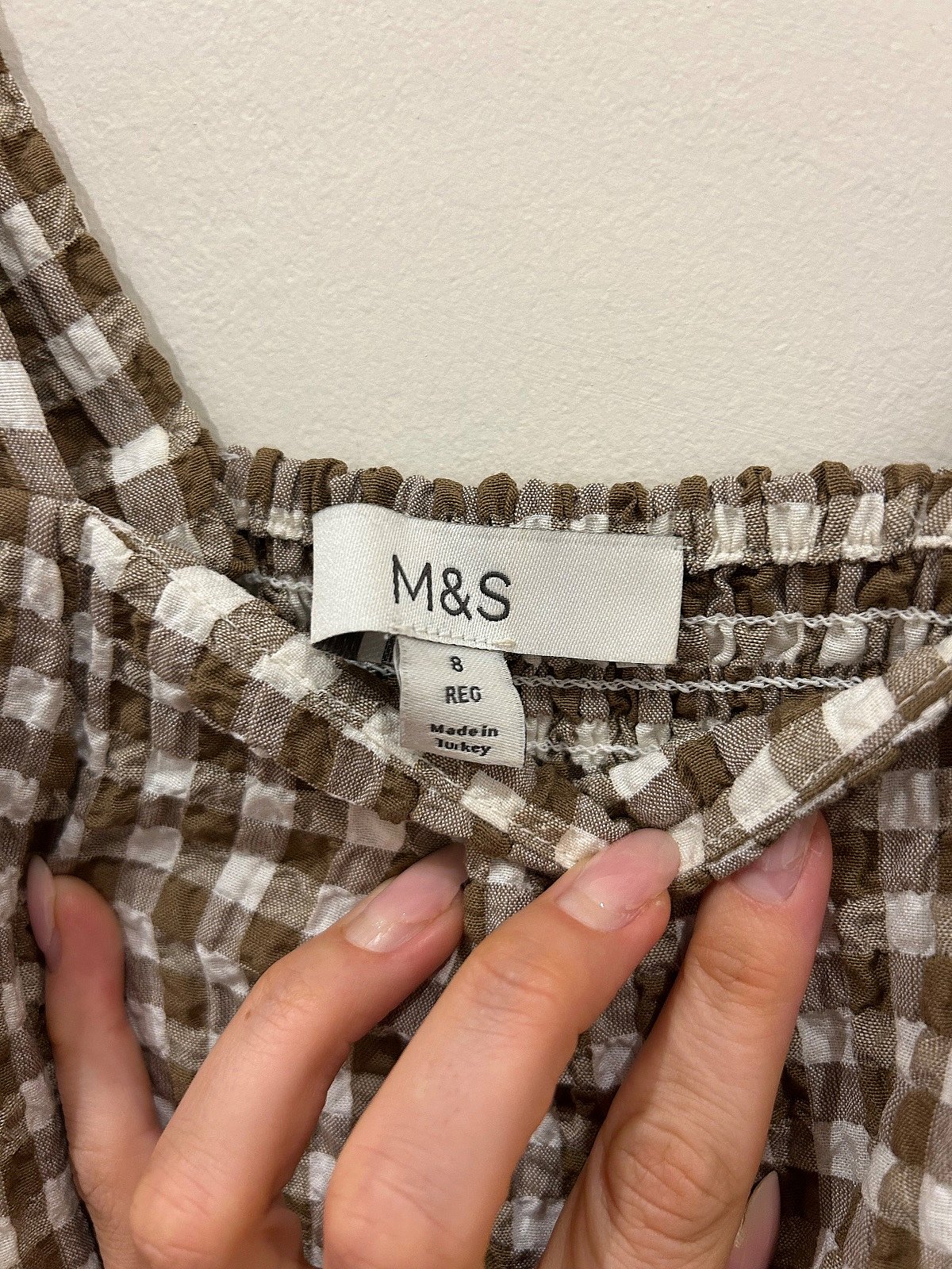 M&S Brown Gingham Peplum Top, photo 3