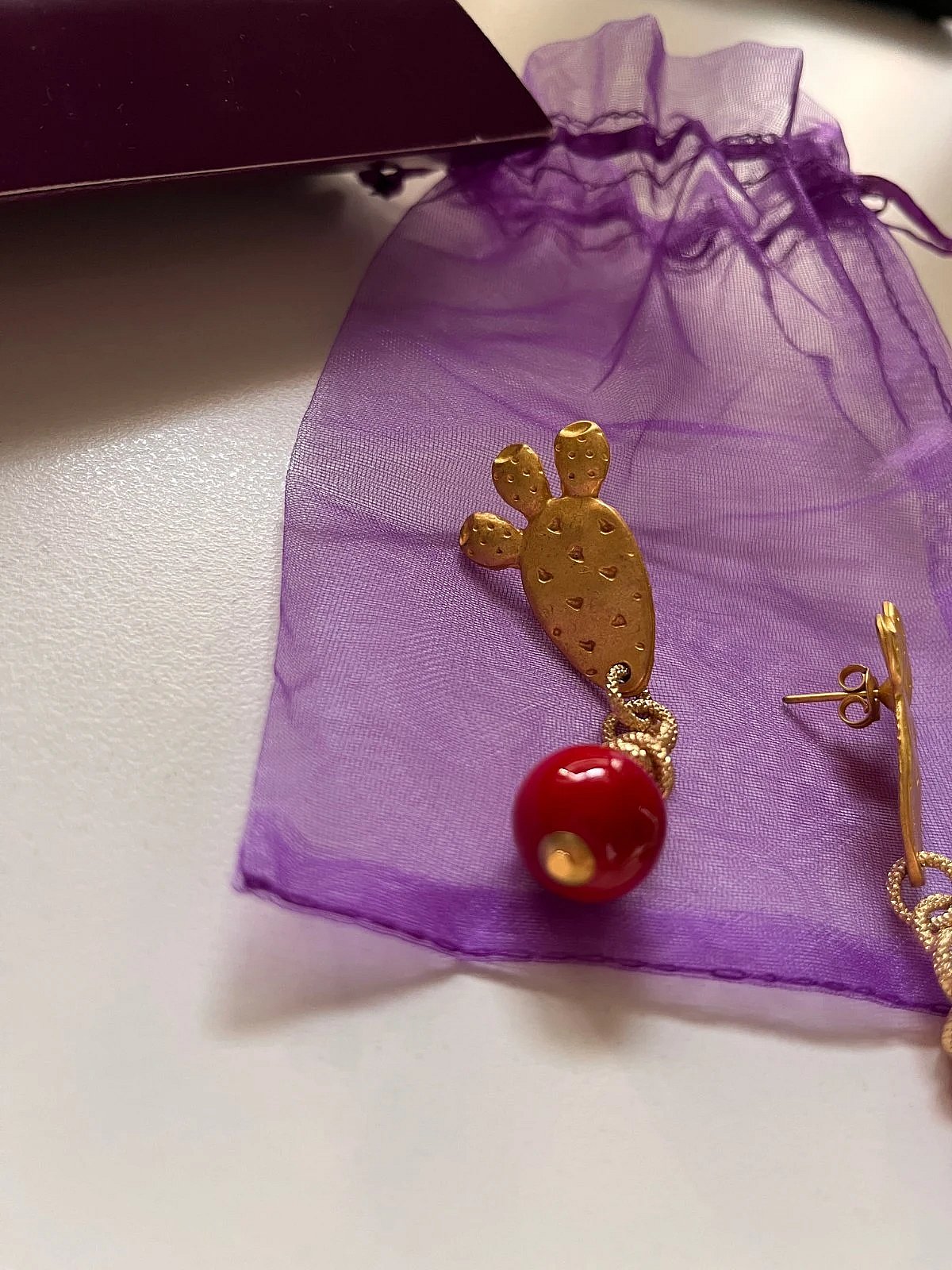 Pendientes «Cactus Drop» con cuenta roja, foto 2