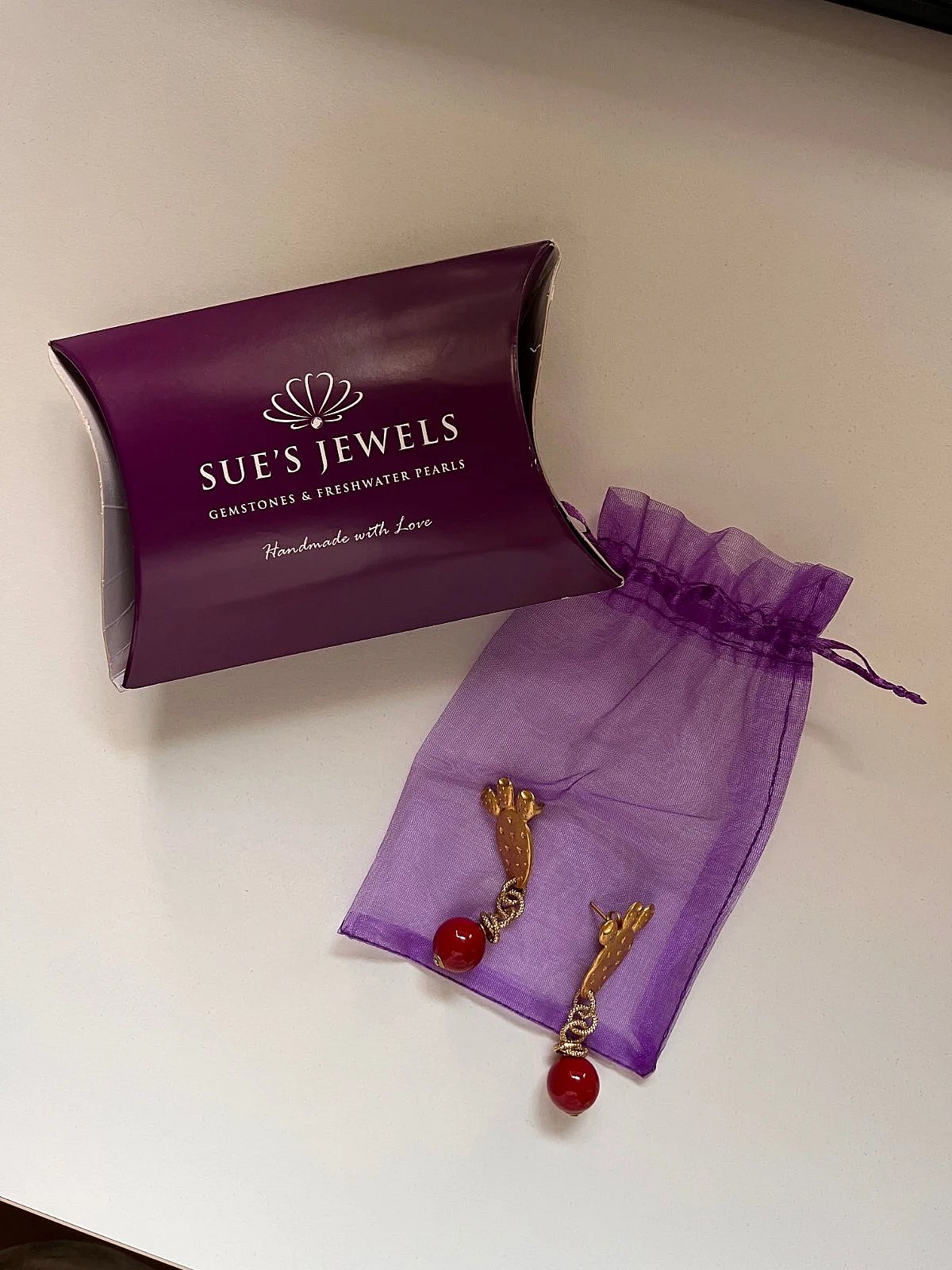 Pendientes «Cactus Drop» con cuenta roja, foto 3