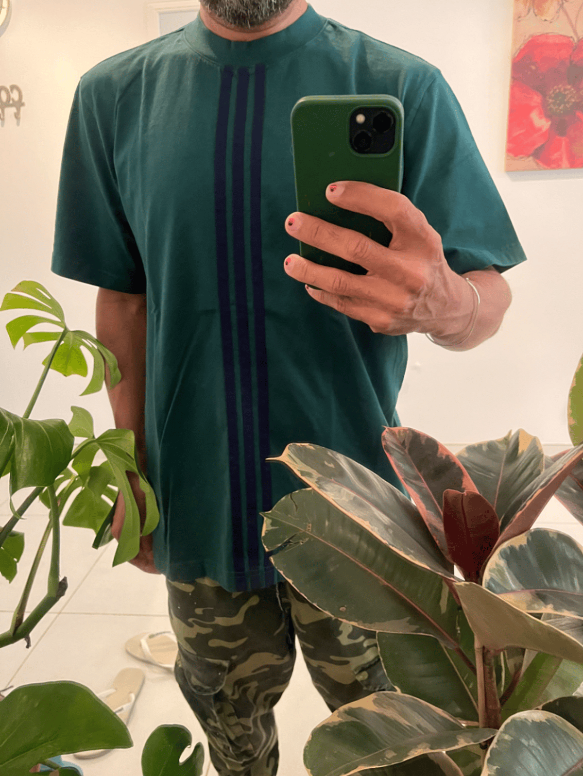 Adidas Green Vertical Stripe T-Shirt, photo 5
