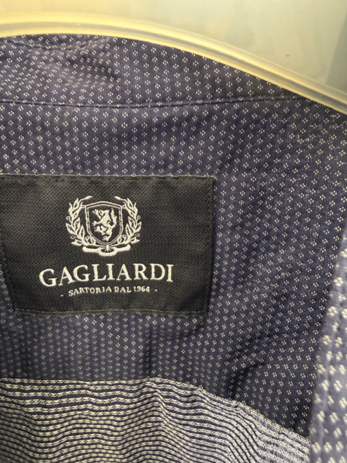 Camisa sin cuello con estampado azul de Gagliardi, foto 4