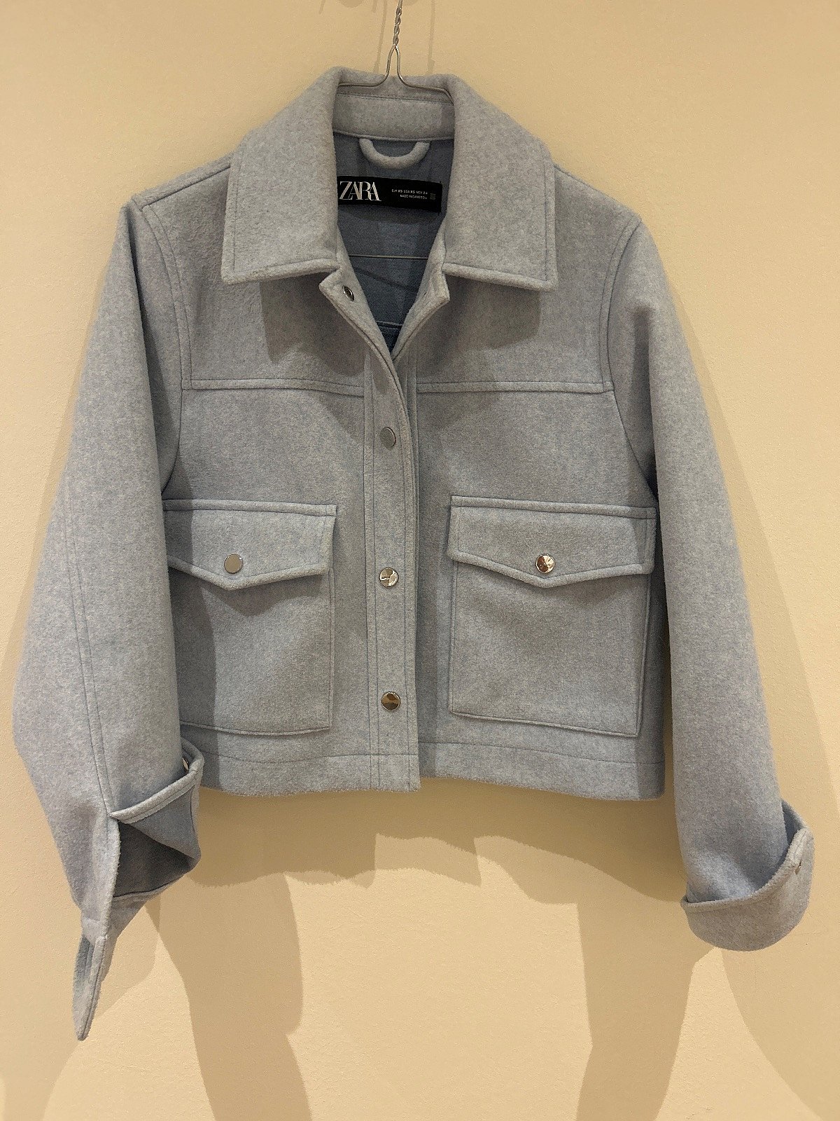 ZARA Light blue cropped shirt jacket (XS), photo 2