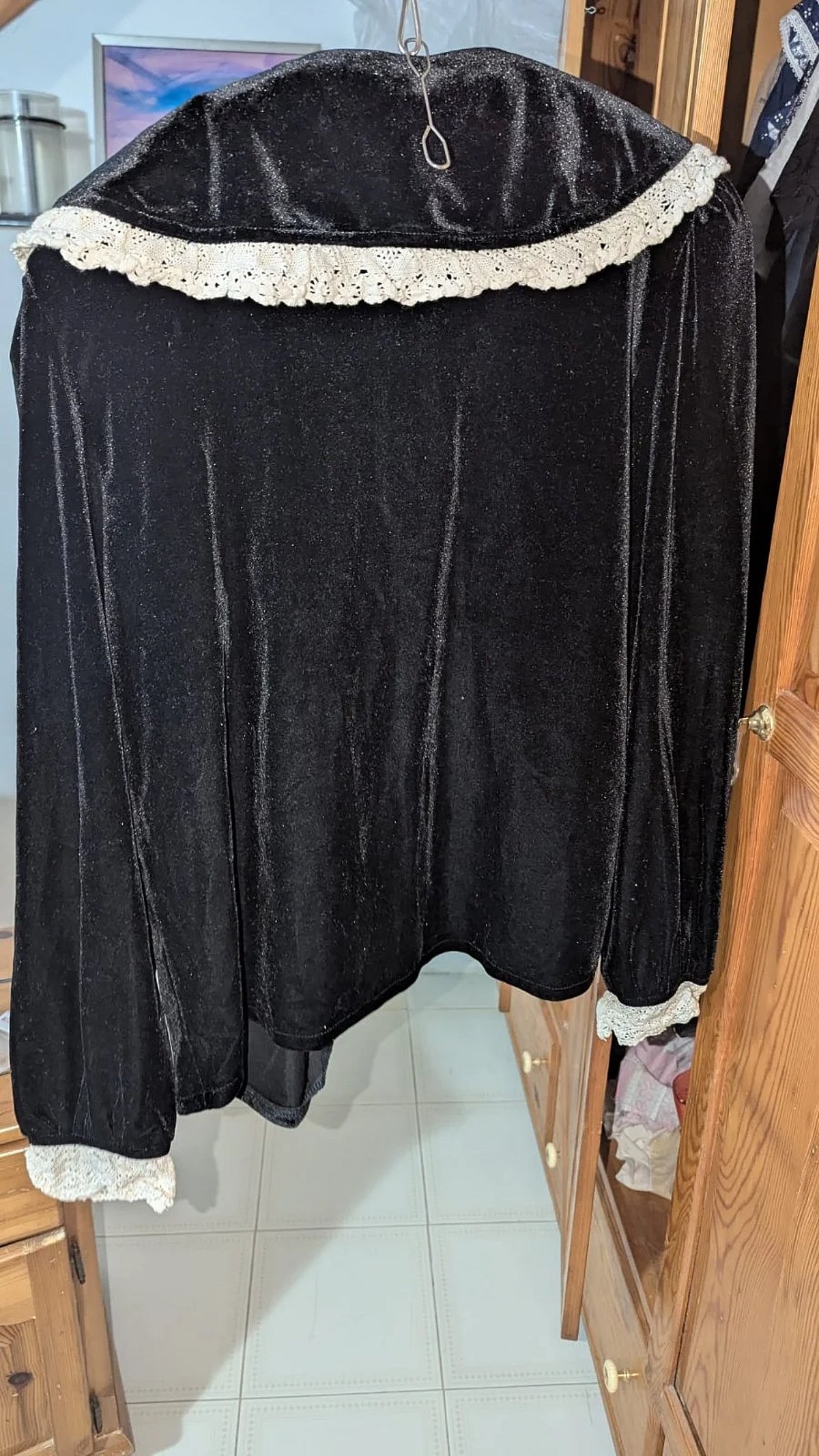 Black Velvet Lace Collar Shirt, photo 2