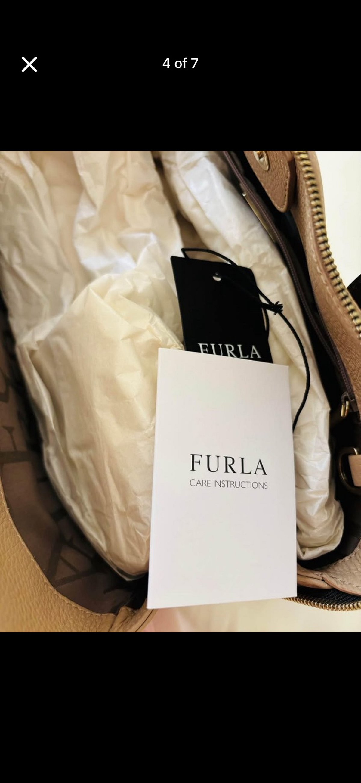 Authentic Furla beige snakeskin effect handbag, photo 7