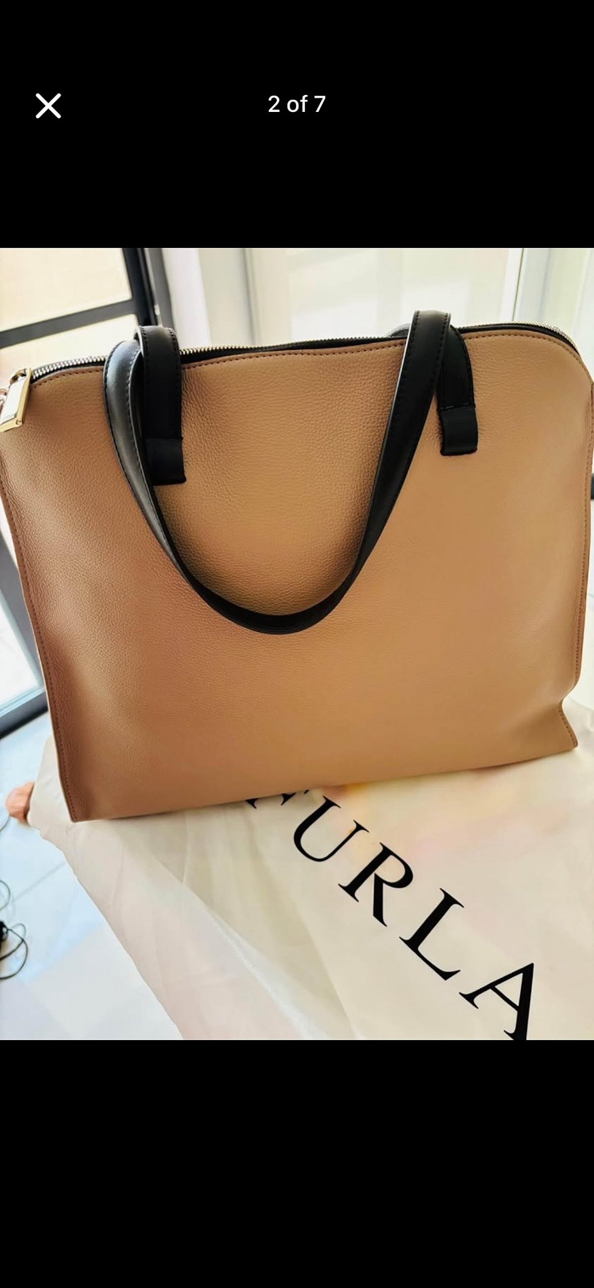 Authentic Furla beige snakeskin effect handbag, photo 2