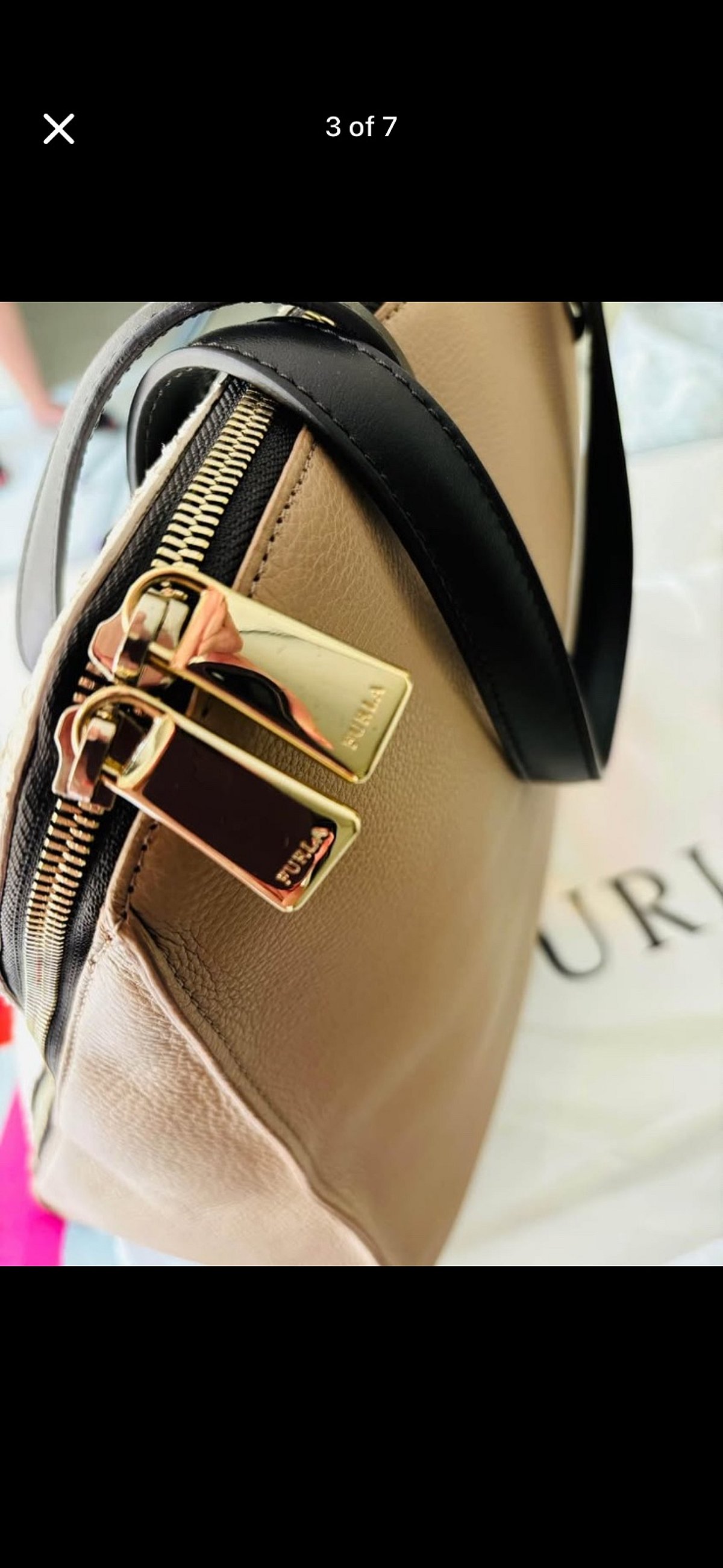 Authentic Furla beige snakeskin effect handbag, photo 6
