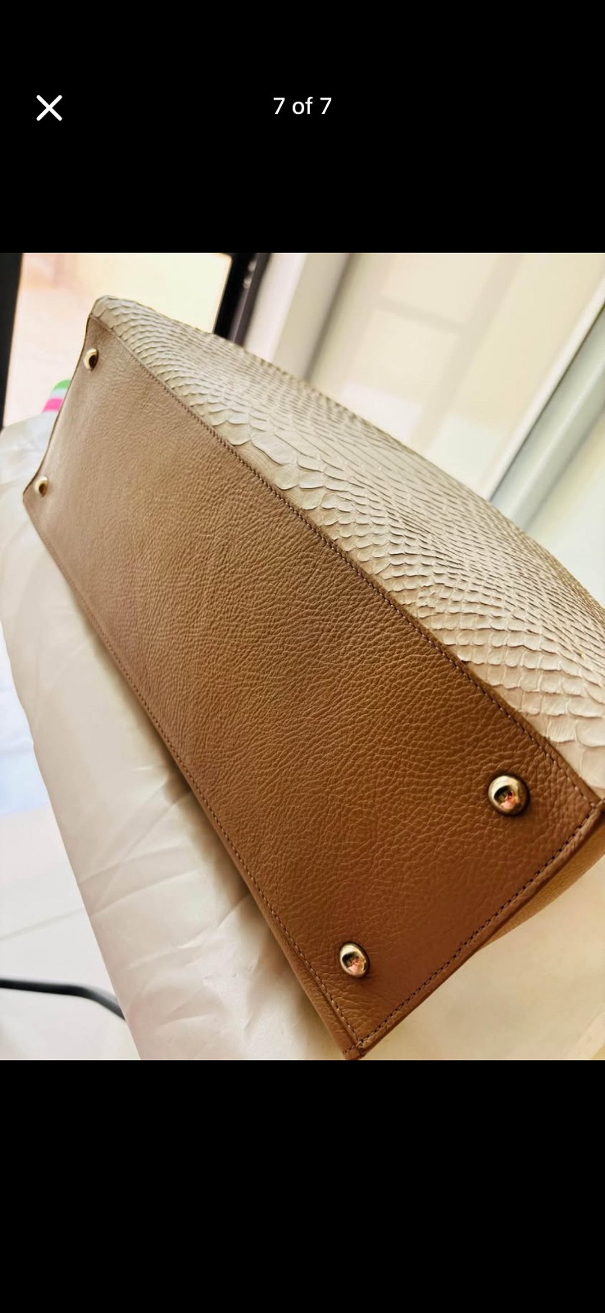 Authentic Furla beige snakeskin effect handbag, photo 5