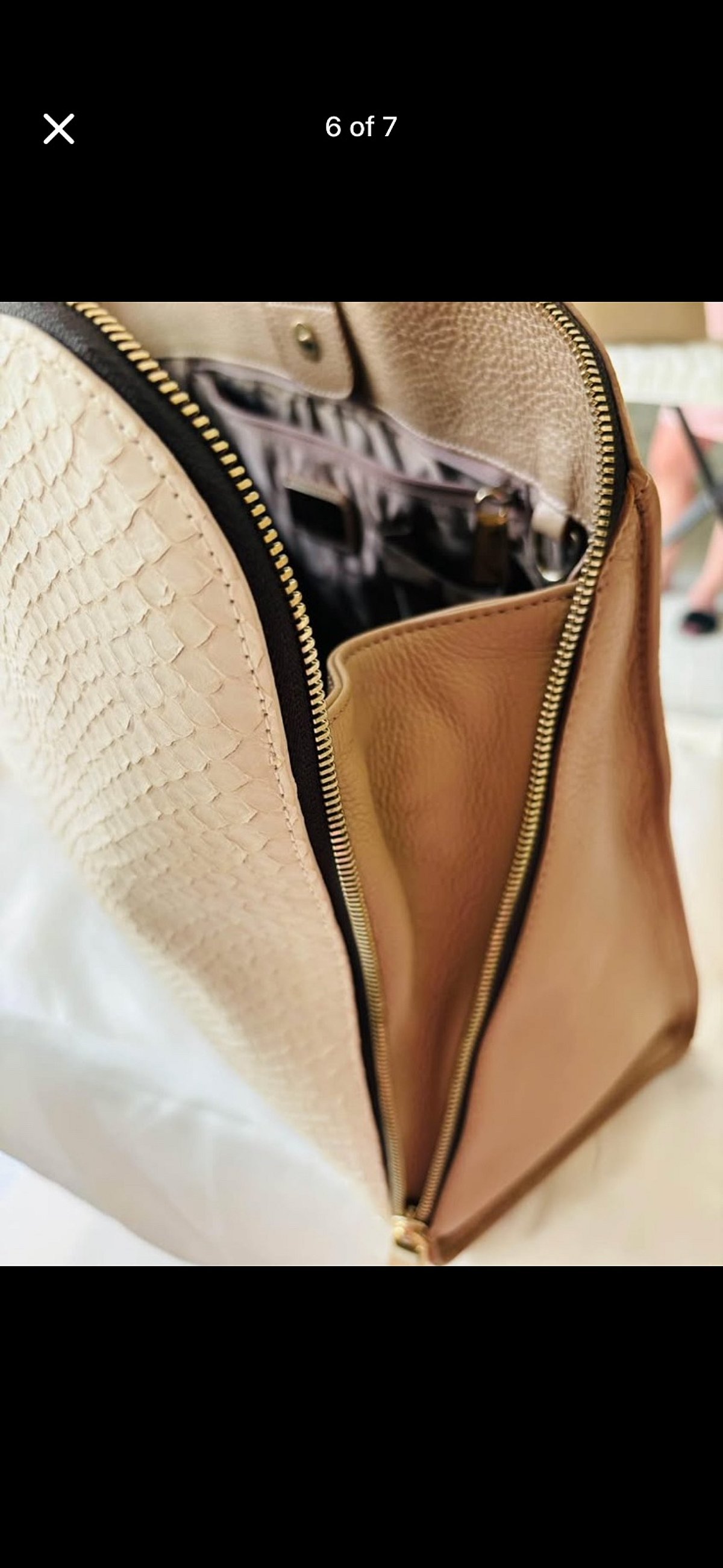 Authentic Furla beige snakeskin effect handbag, photo 4