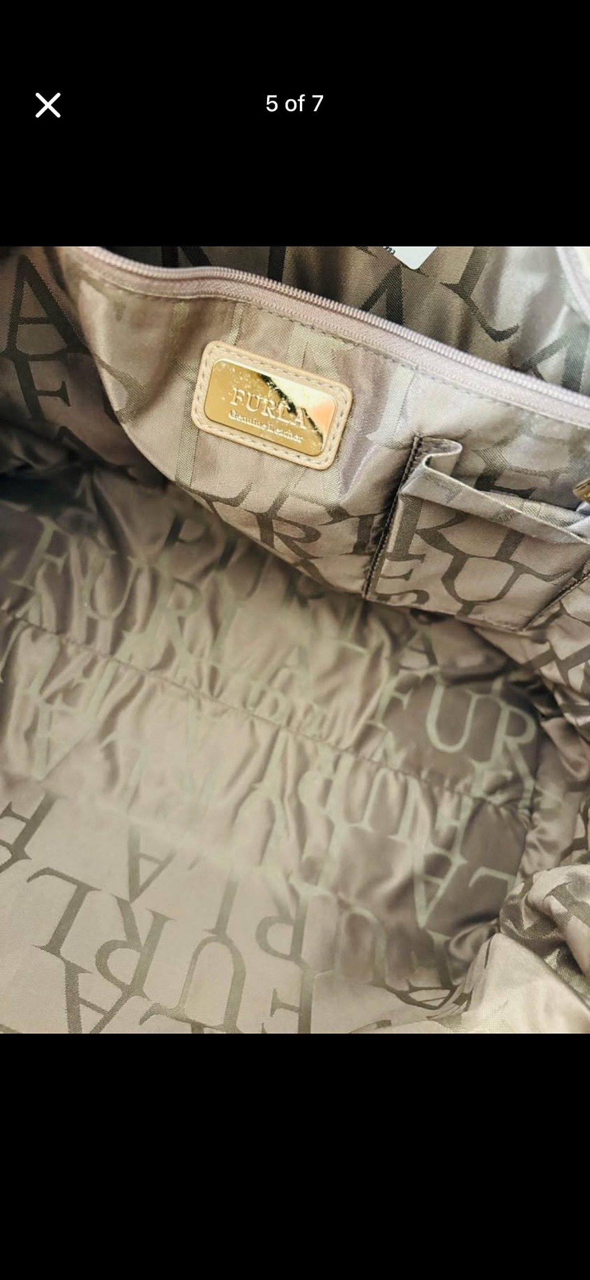 Authentic Furla beige snakeskin effect handbag, photo 3