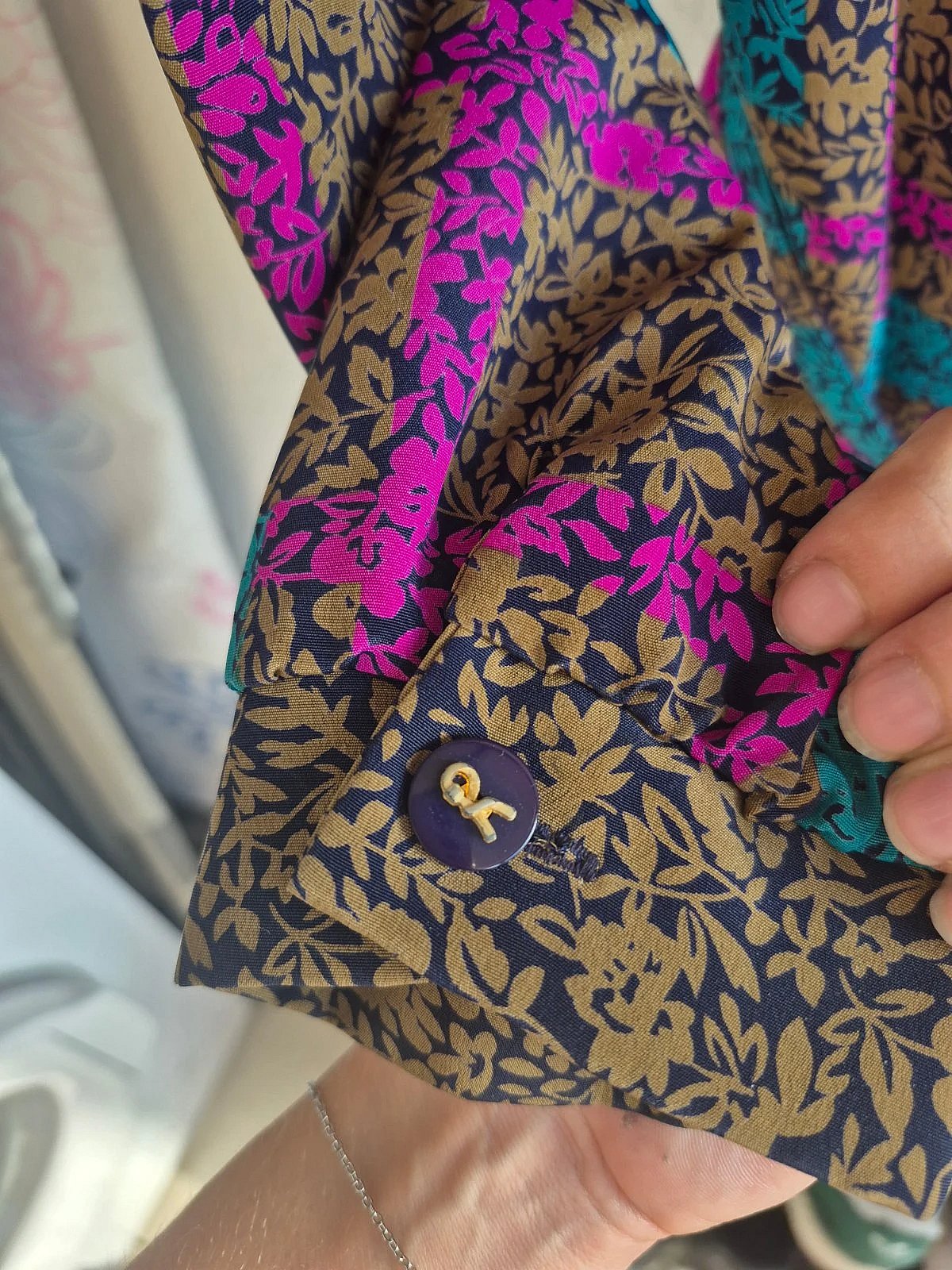 Vintage floral belted button shirt, photo 4