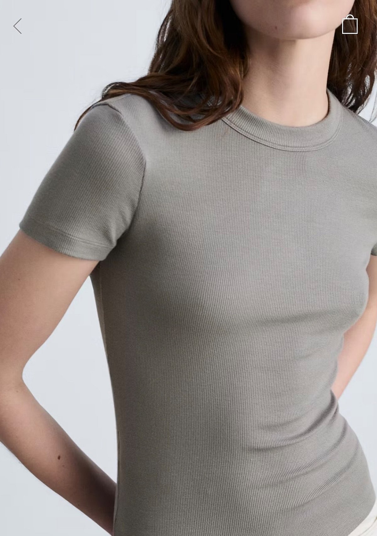 Mango Ribbed grey crew neck top, photo 3