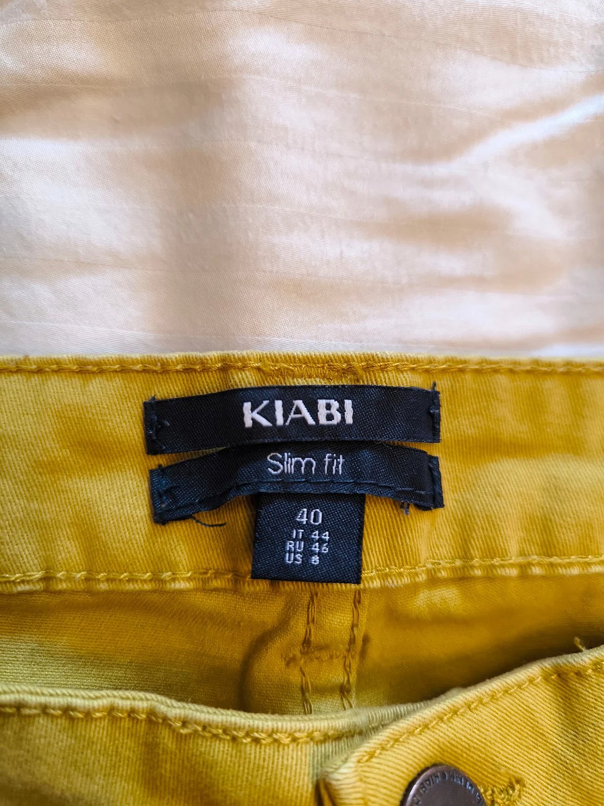 Yellow slim fit trousers, photo 3