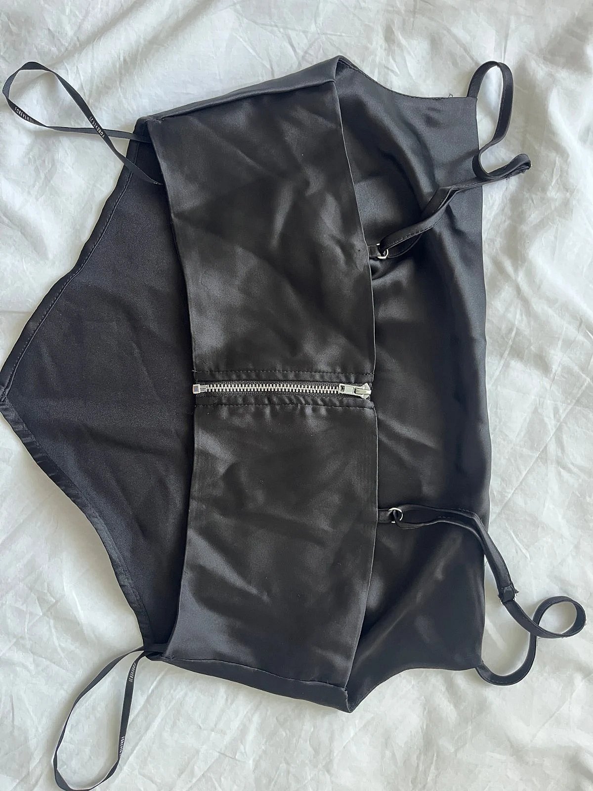 Black satin cowl neck top - photo 2