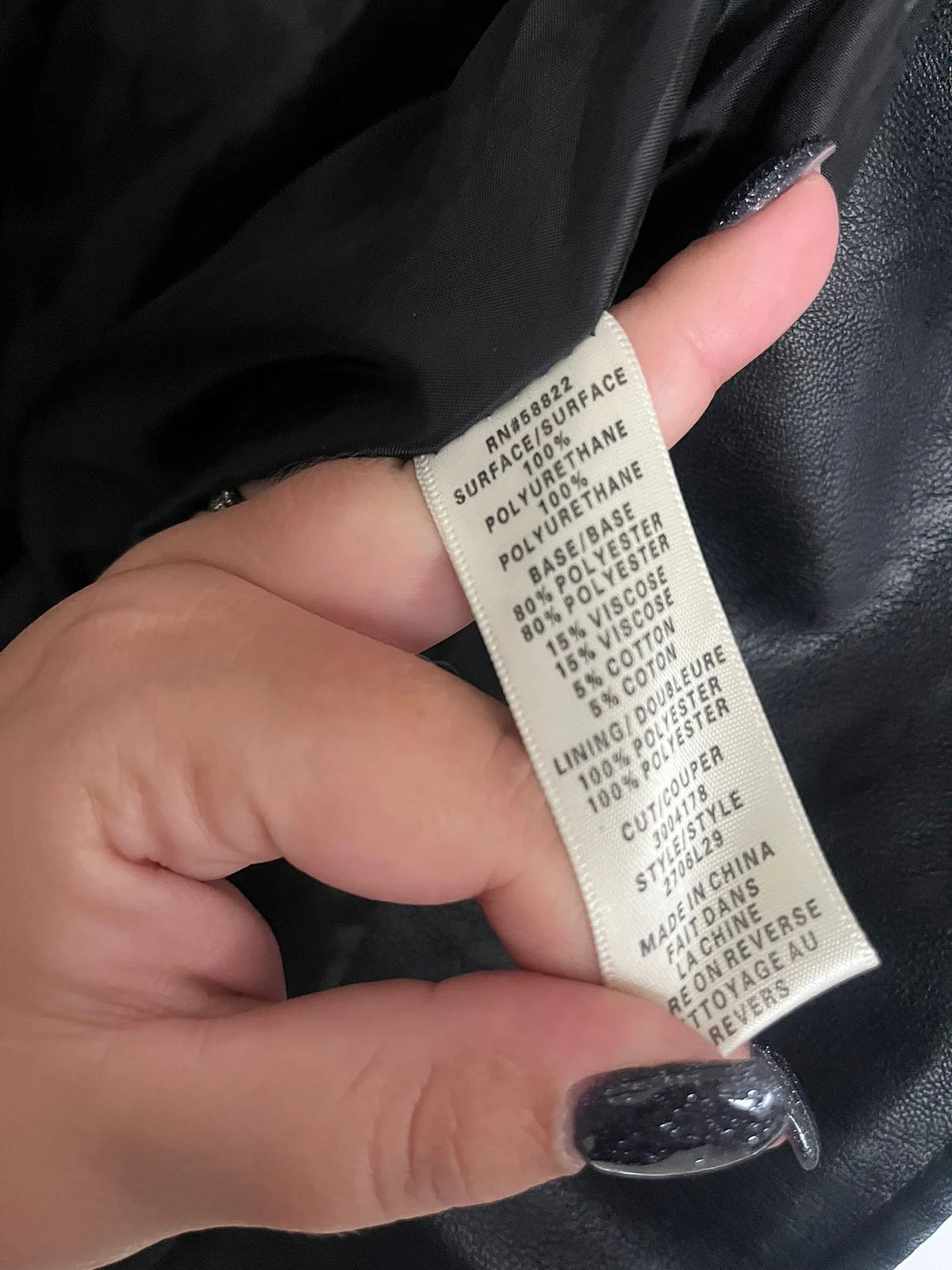 Black Faux Leather Tailored Blazer, photo 2