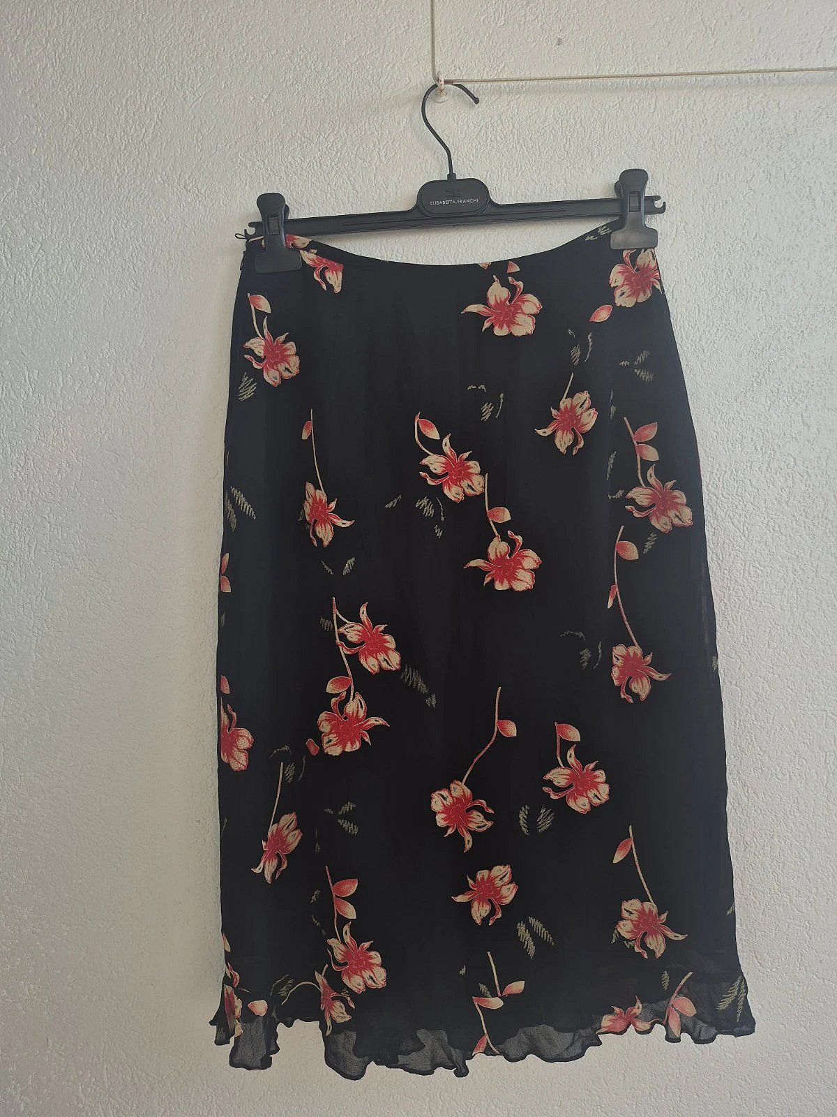Floral black midi skirt vintage, photo 2
