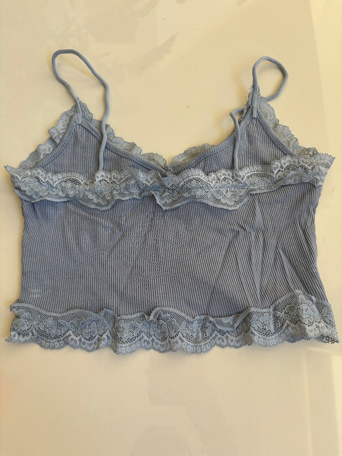 Ribbed Lace Trim Crop Cami, photo 2