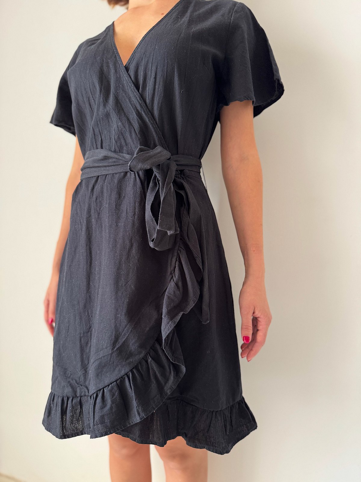Black Ruffle Wrap Mini Dress, photo 7