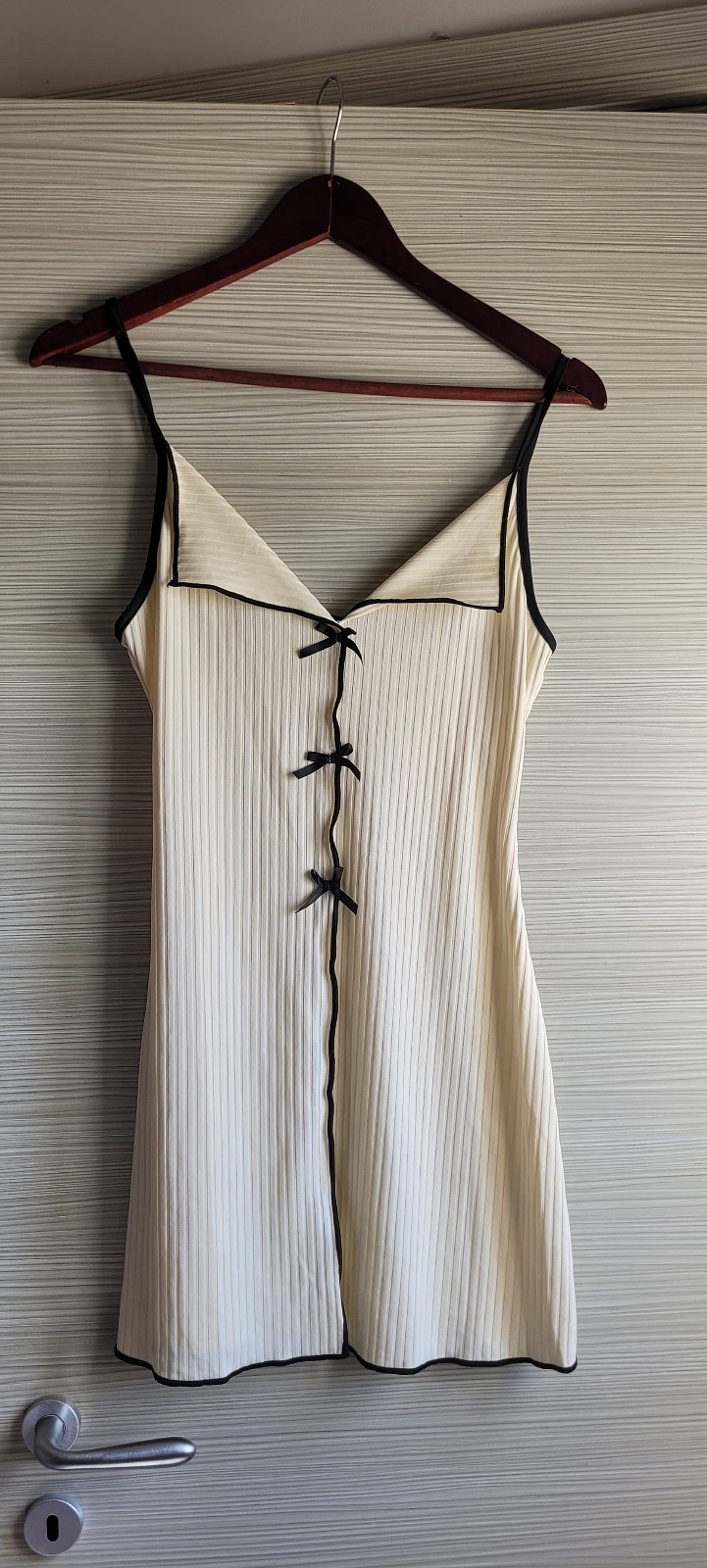 Cream Ribbed Bow Detail Dress, photo 2