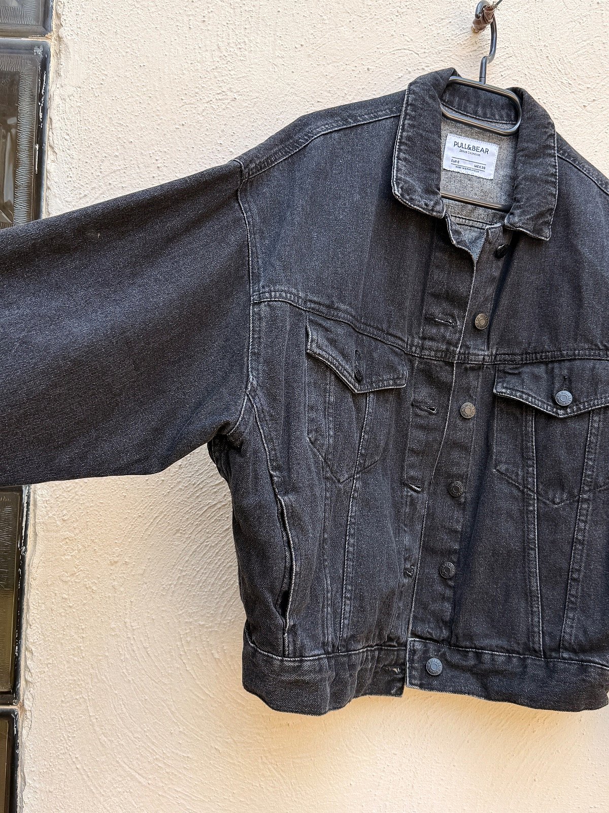 Pull&Bear Black Denim Batwing Jacket, photo 2