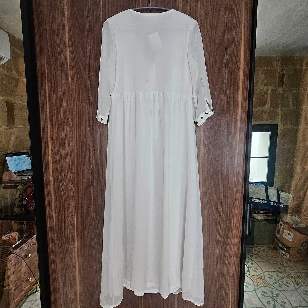 White Embroidered Floral Maxi Dress, photo 3