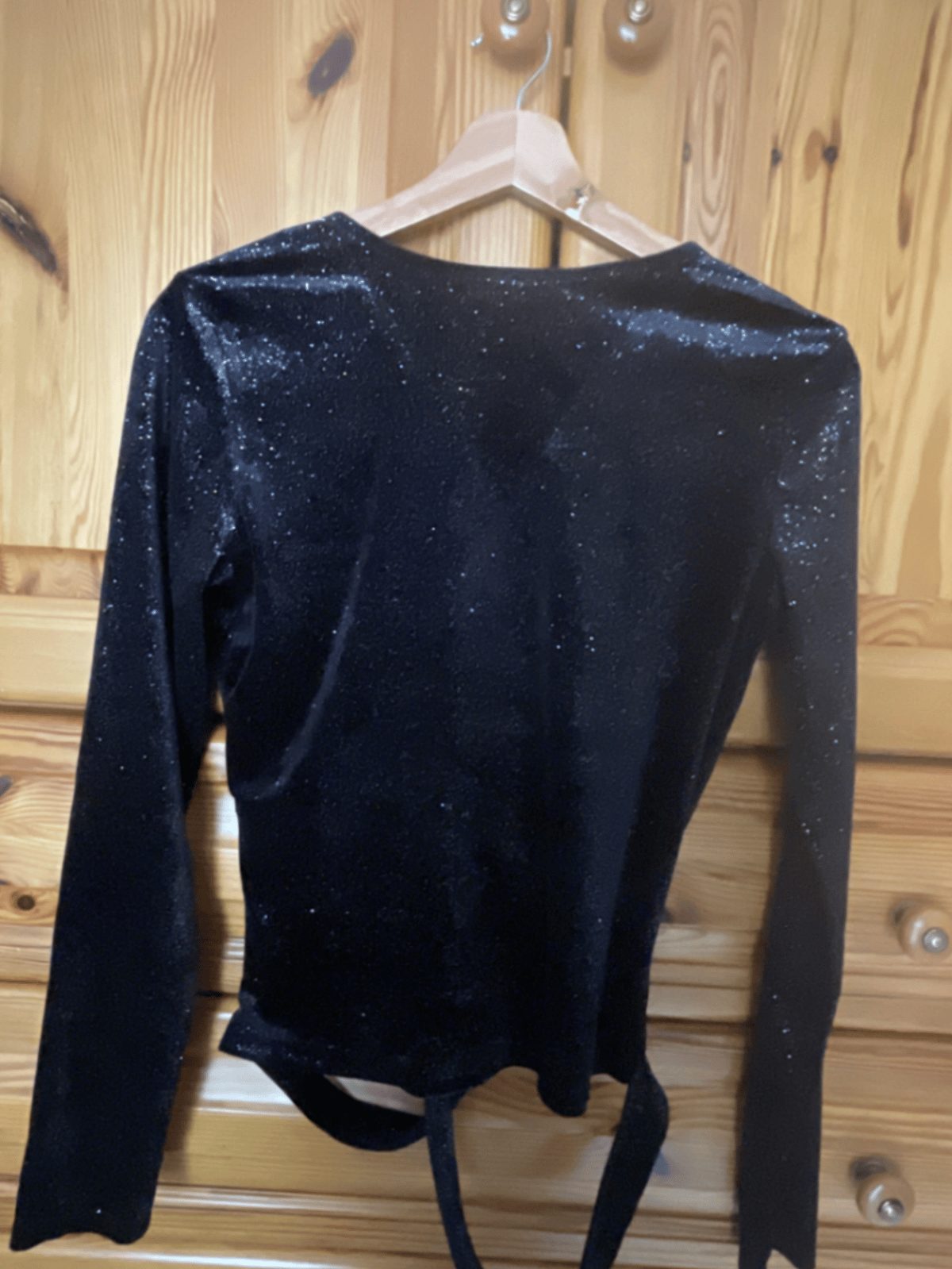 Black Sparkly Wrap Front Top - photo 2